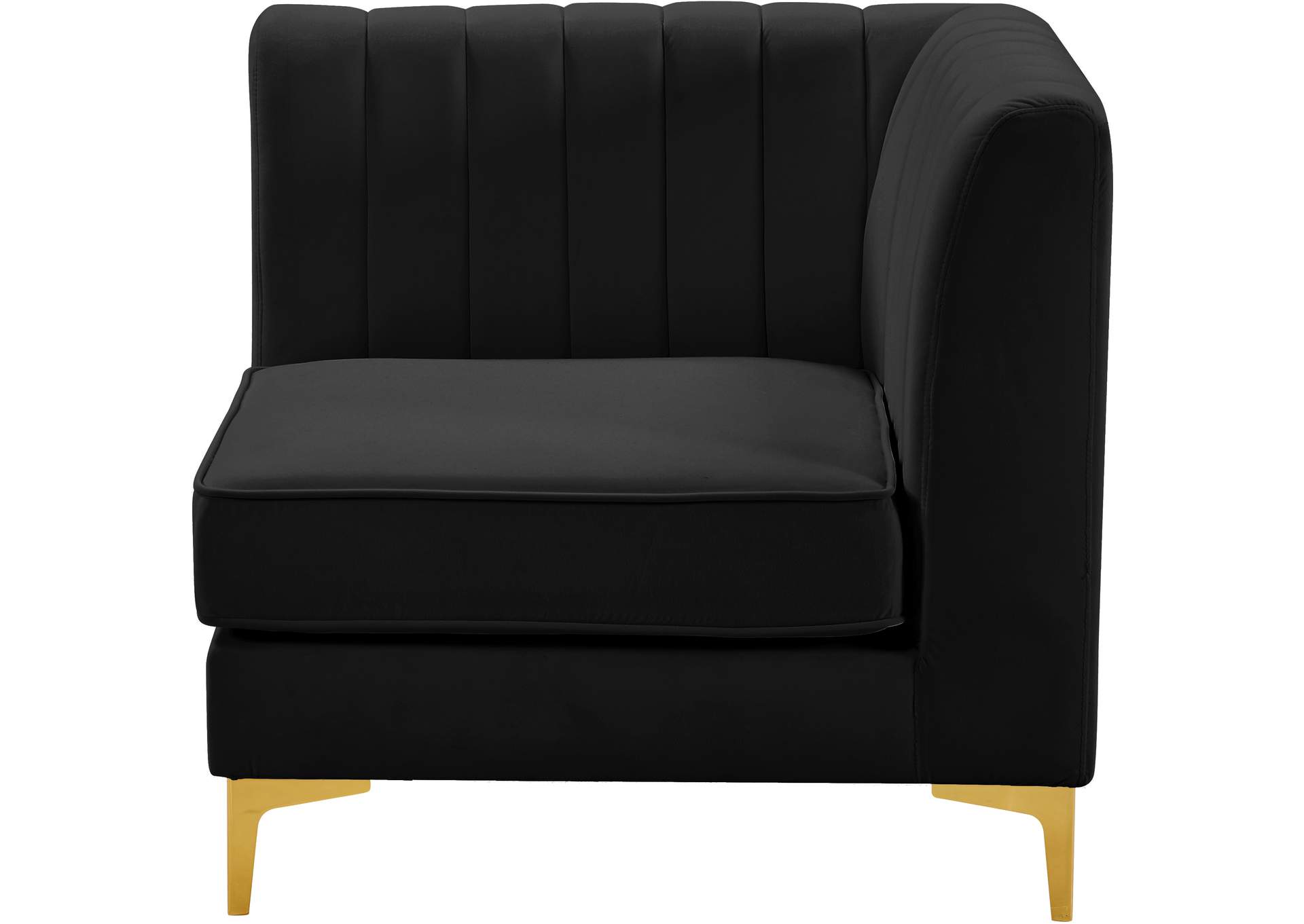 Alina Black Velvet Corner Chair,Meridian Furniture