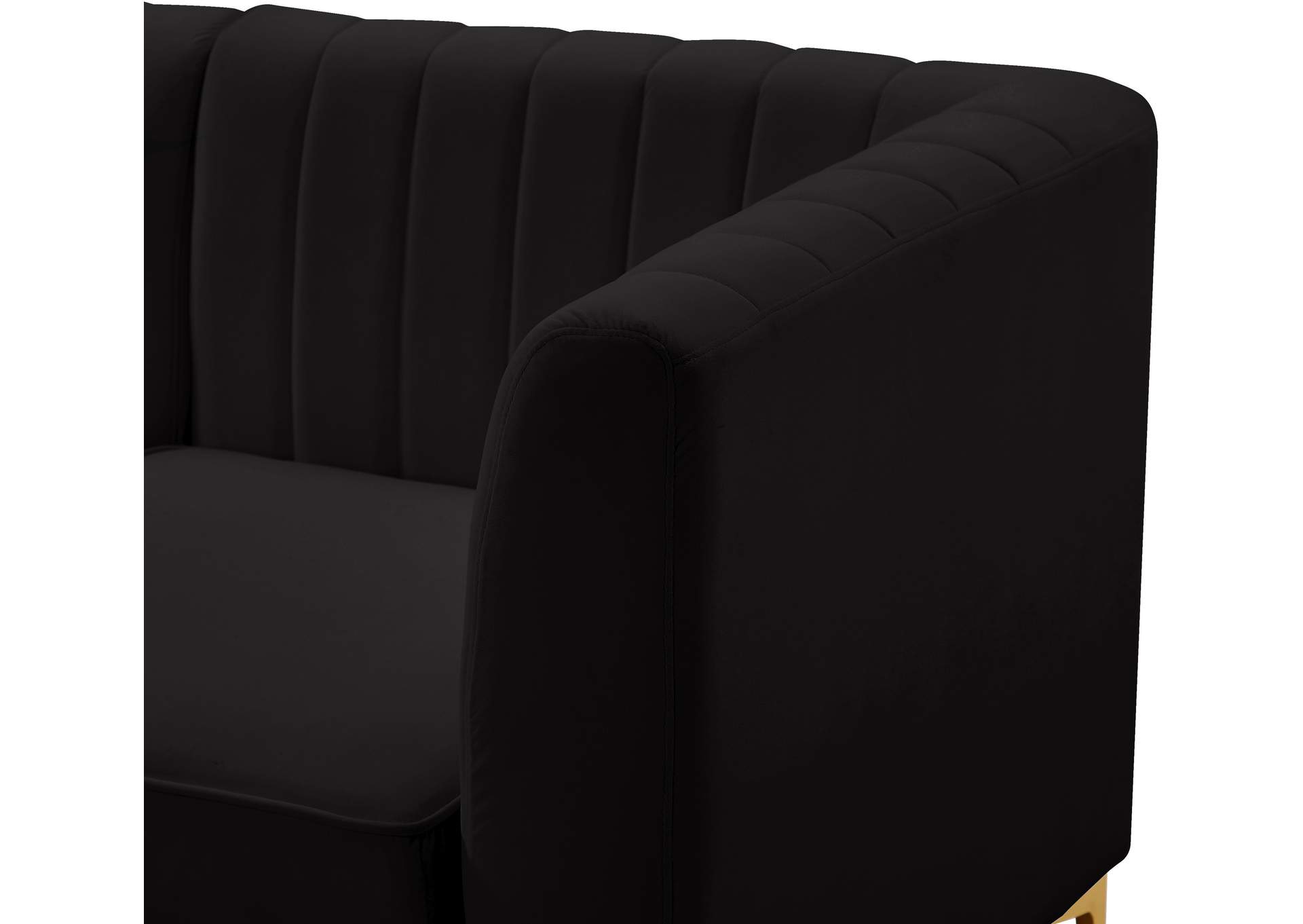 Alina Black Velvet Corner Chair,Meridian Furniture