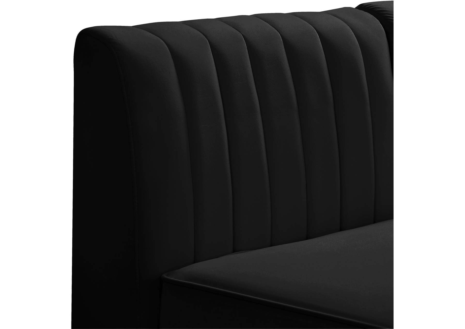 Alina Black Velvet Corner Chair,Meridian Furniture