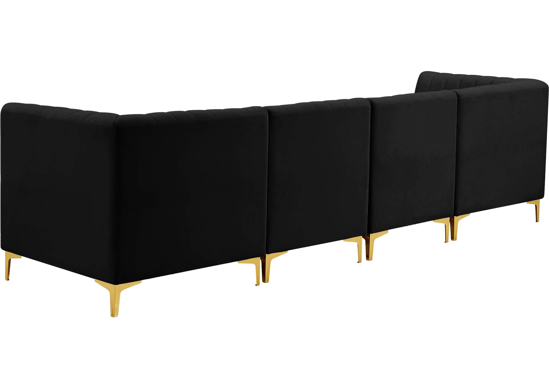 Alina Black Velvet Modular Sofa,Meridian Furniture