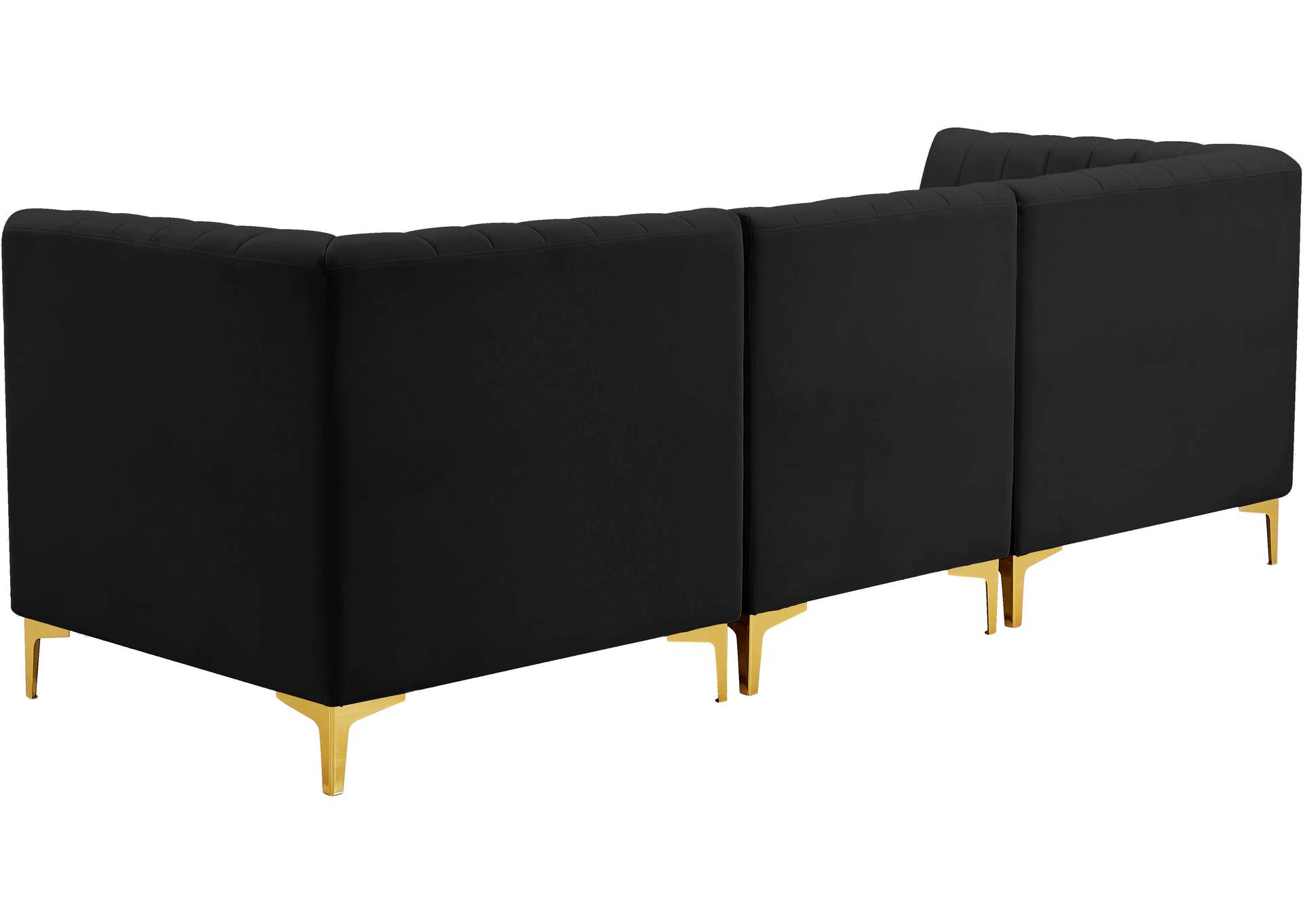 Alina Black Velvet Modular Sofa,Meridian Furniture