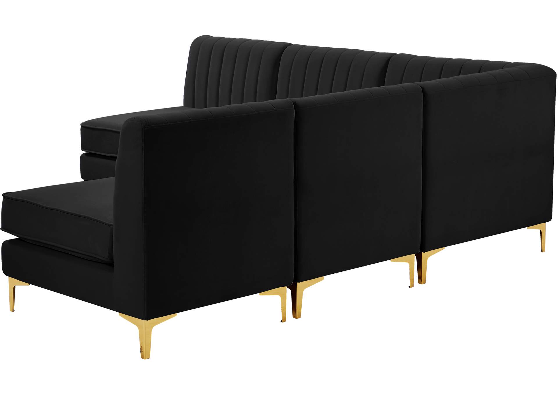 Alina Black Velvet Modular Sectional,Meridian Furniture