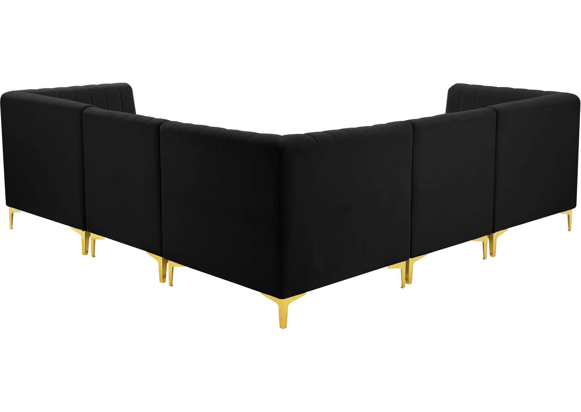 Alina Black Velvet Modular Sectional,Meridian Furniture