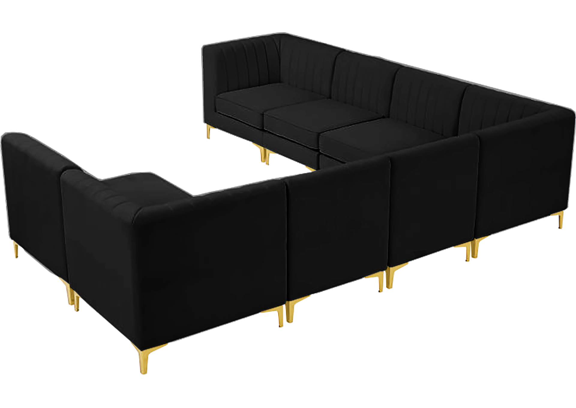 Alina Black Velvet Modular Sectional,Meridian Furniture