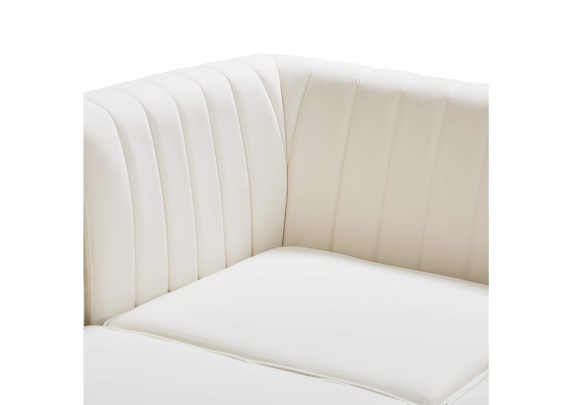 Alina Cream Velvet Corner Chair,Meridian Furniture