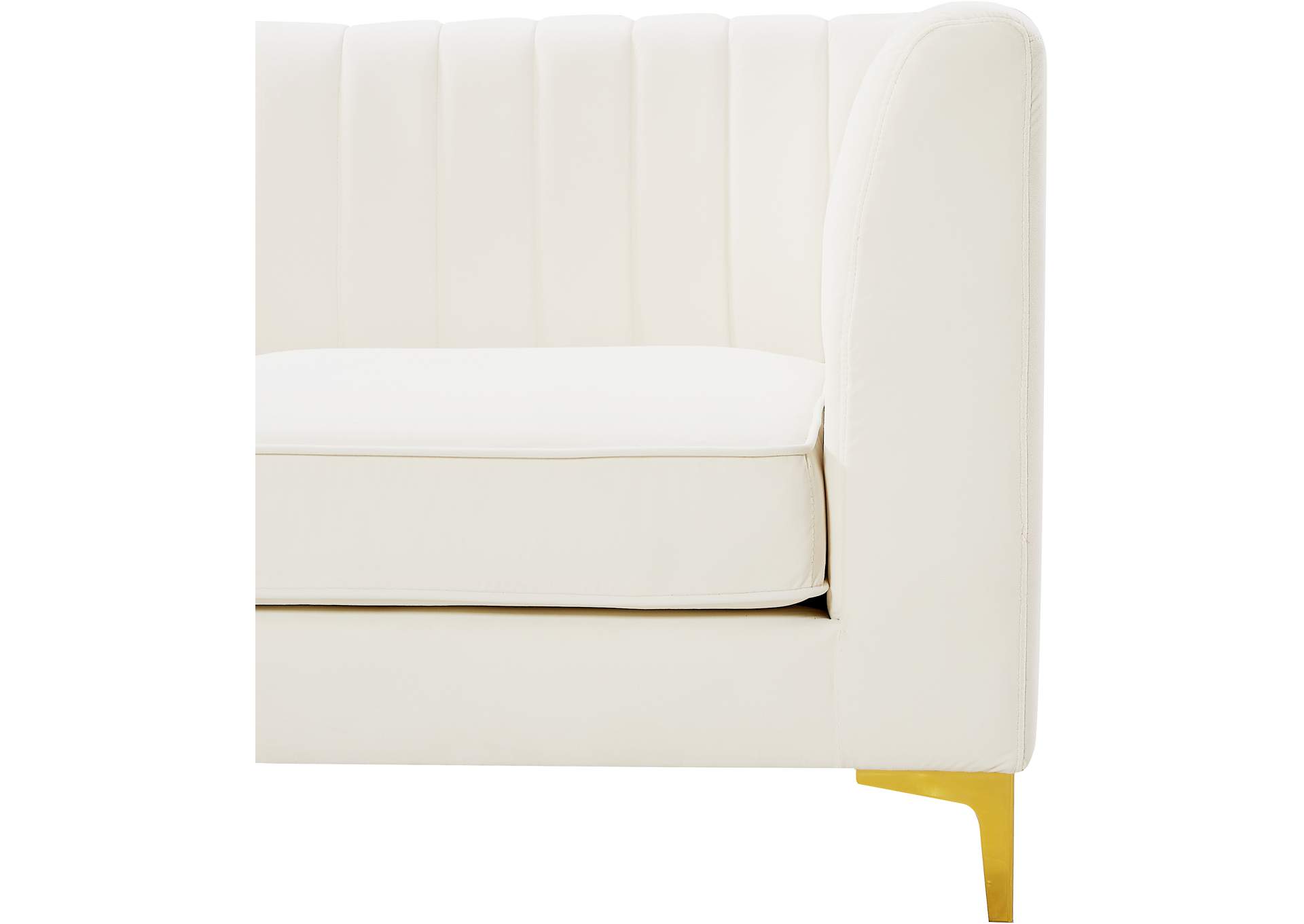 Alina Cream Velvet Corner Chair,Meridian Furniture