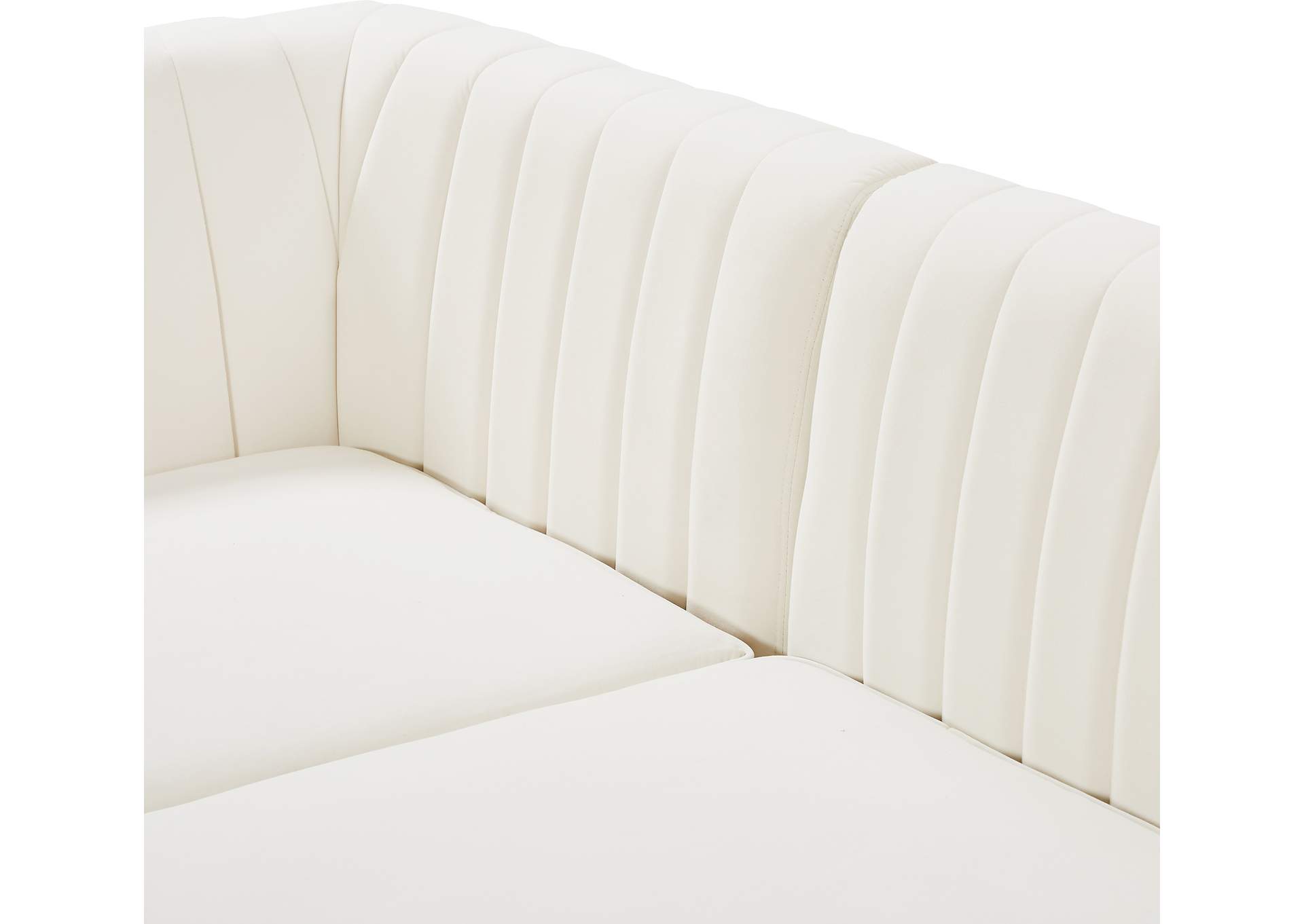 Alina Cream Velvet Corner Chair,Meridian Furniture