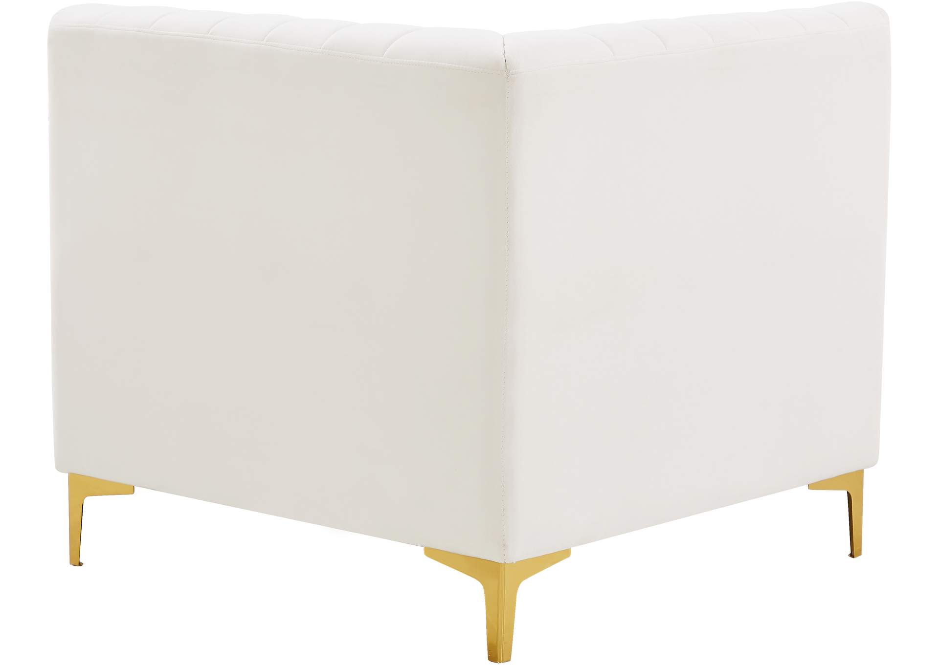 Alina Cream Velvet Corner Chair,Meridian Furniture