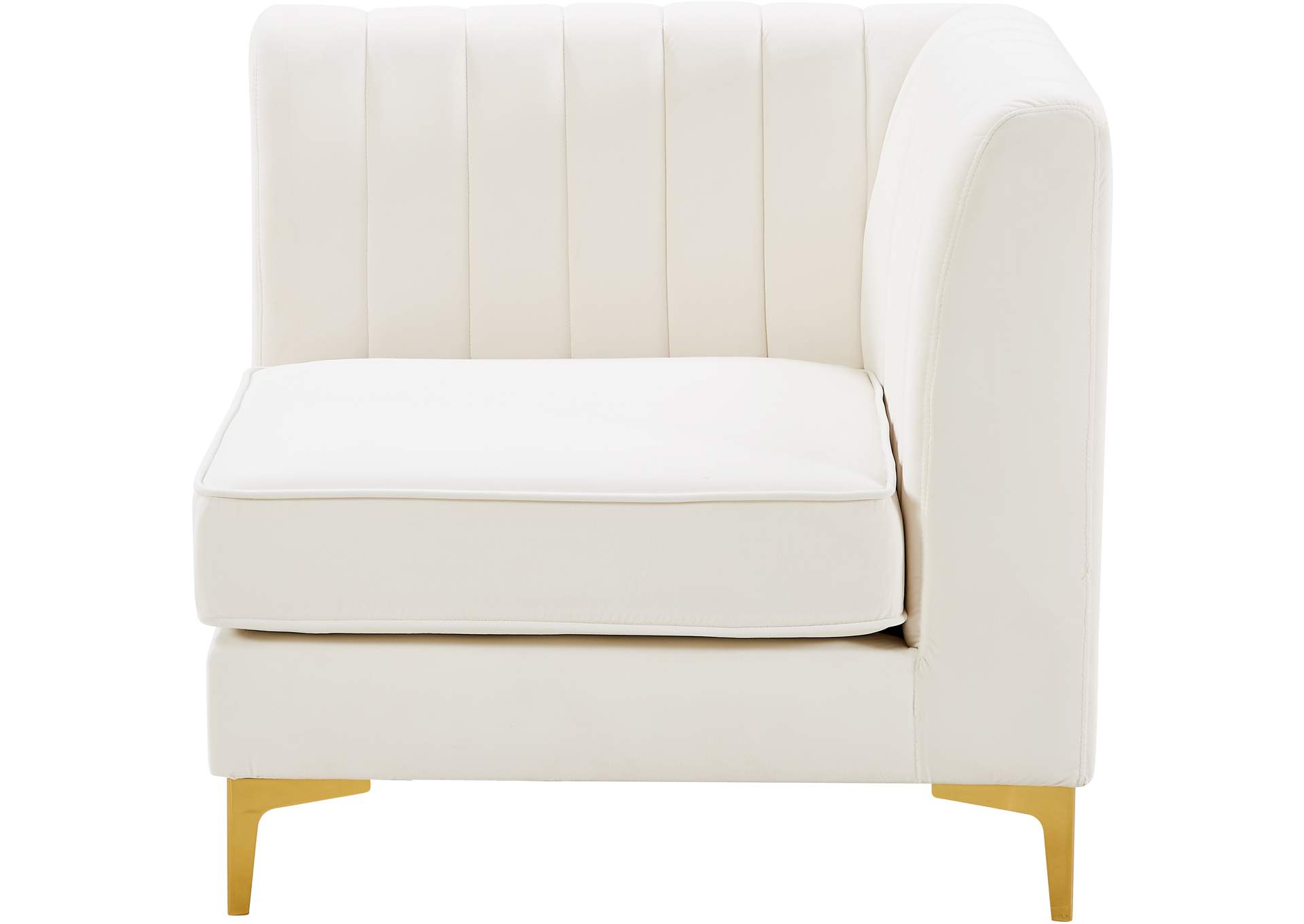 Alina Cream Velvet Corner Chair,Meridian Furniture