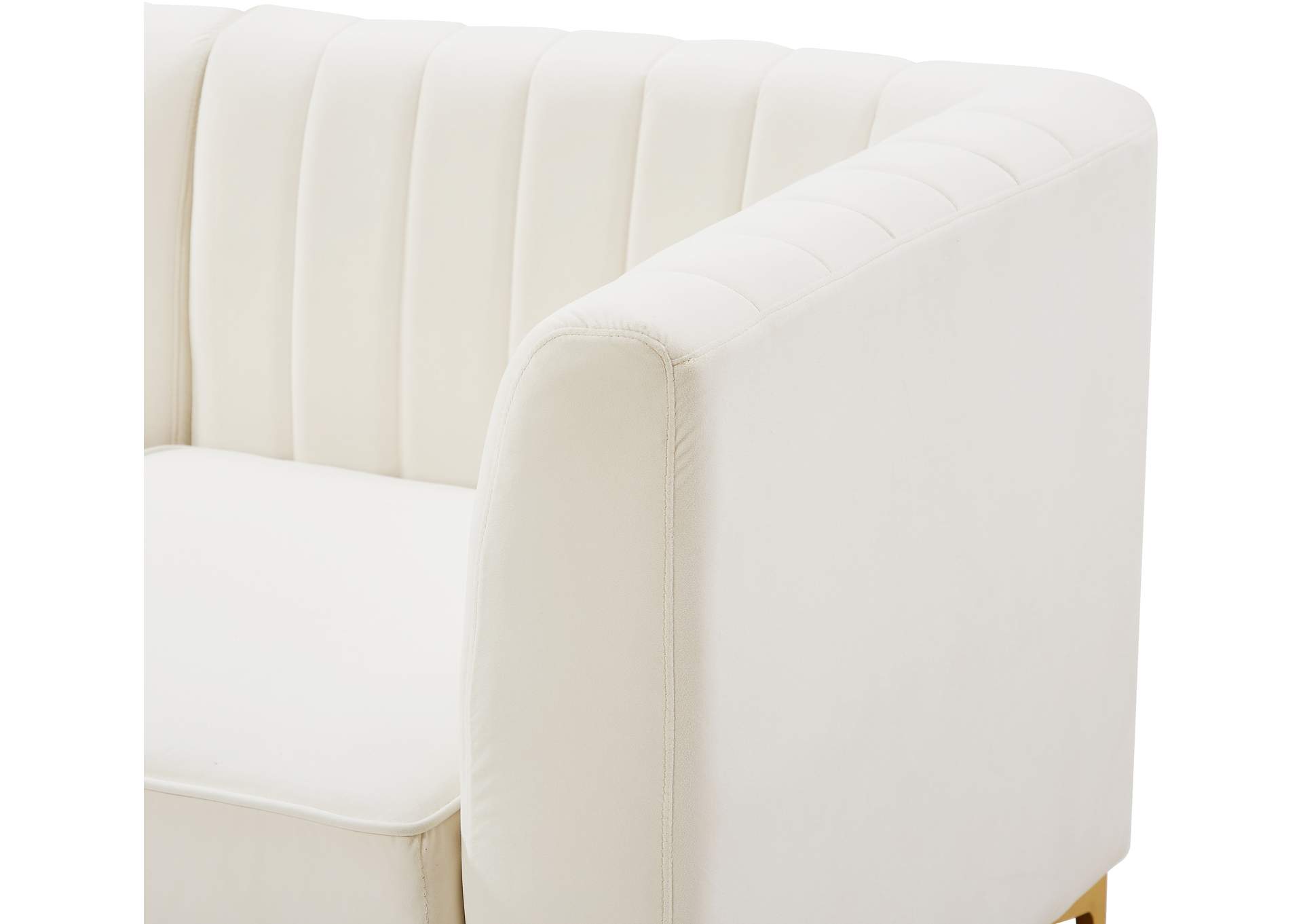 Alina Cream Velvet Corner Chair,Meridian Furniture