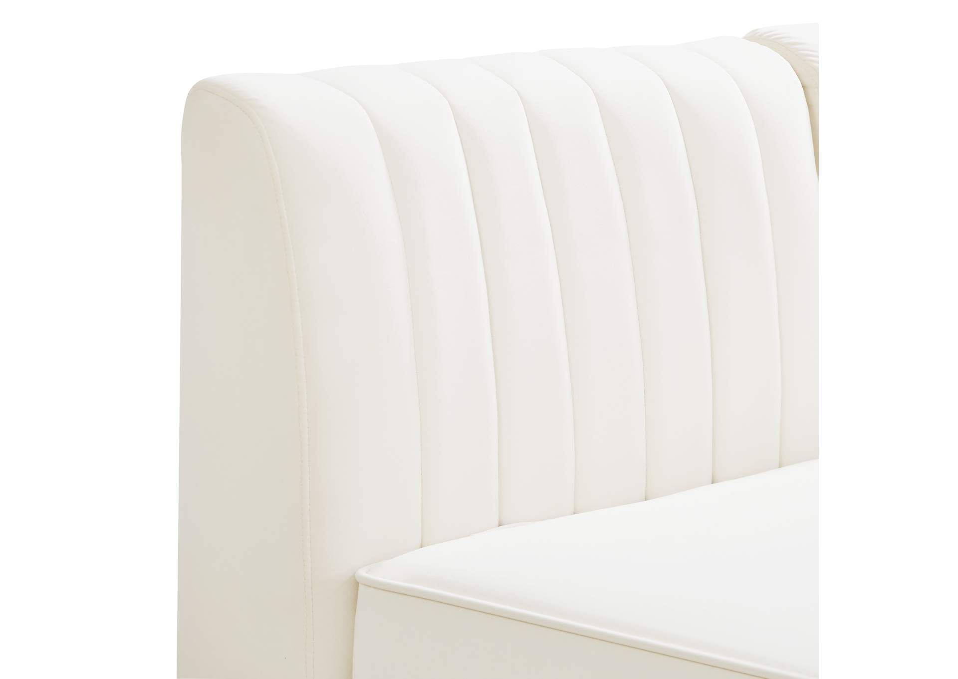 Alina Cream Velvet Corner Chair,Meridian Furniture