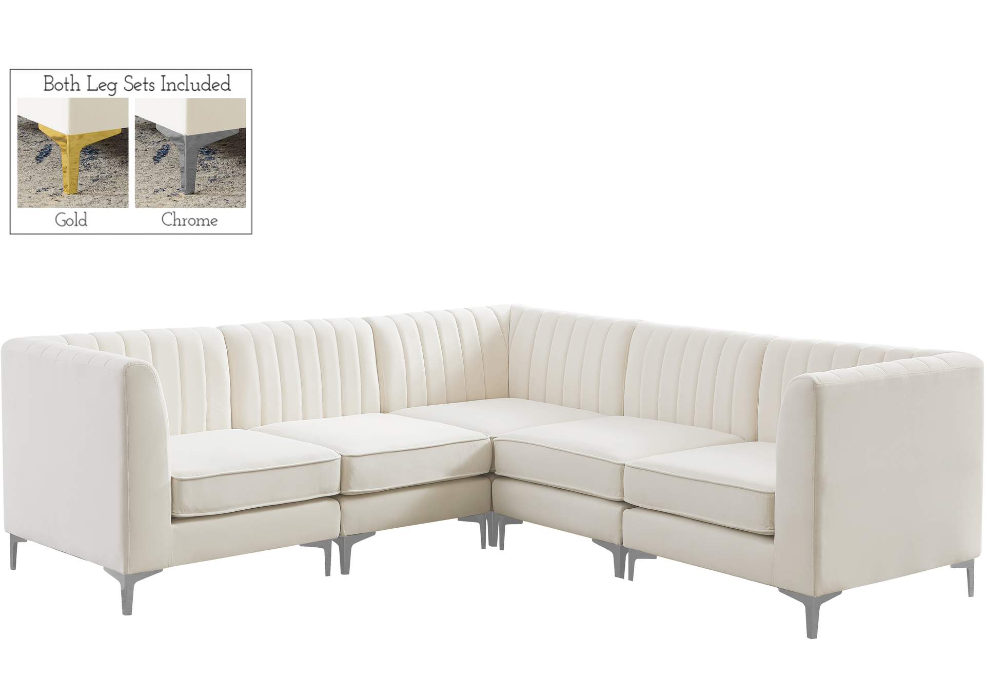 Alina Cream Velvet Modular Sectional,Meridian Furniture