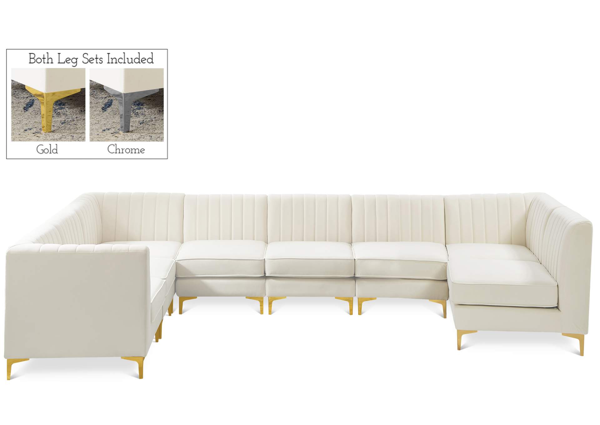 Alina Cream Velvet Modular Sectional,Meridian Furniture