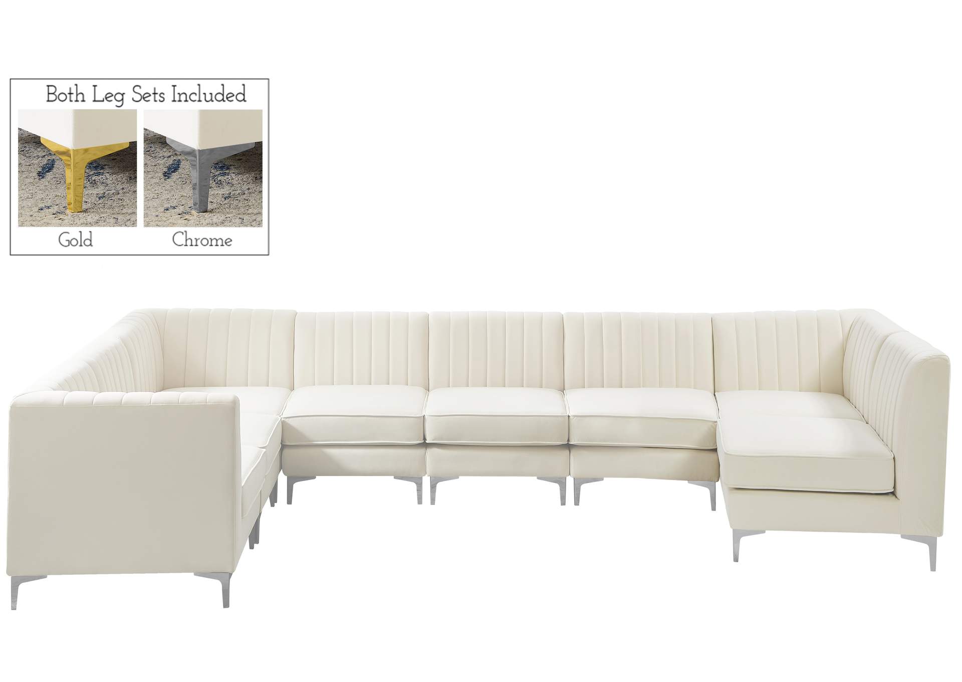 Alina Cream Velvet Modular Sectional,Meridian Furniture