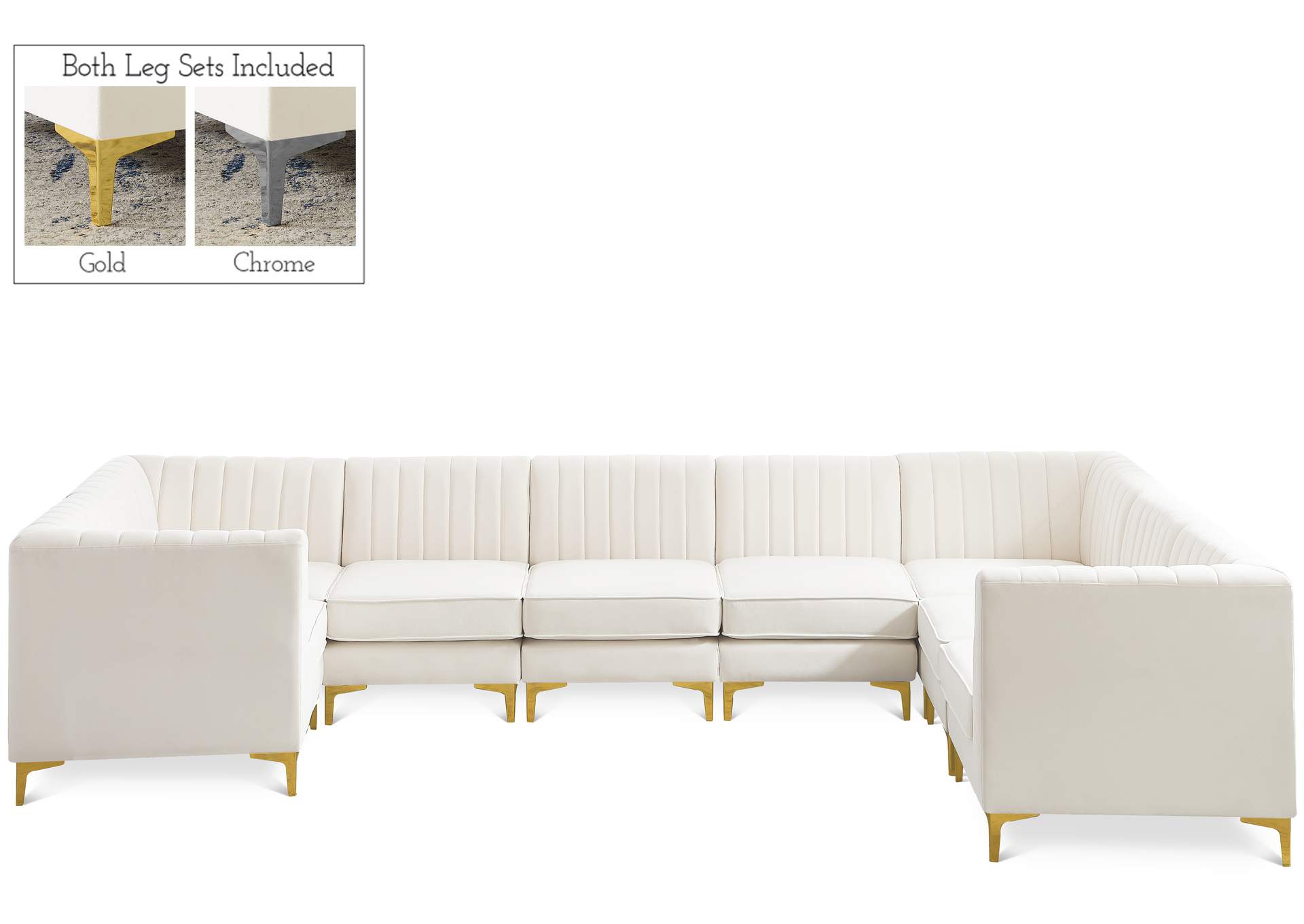 Alina Cream Velvet Modular Sectional,Meridian Furniture