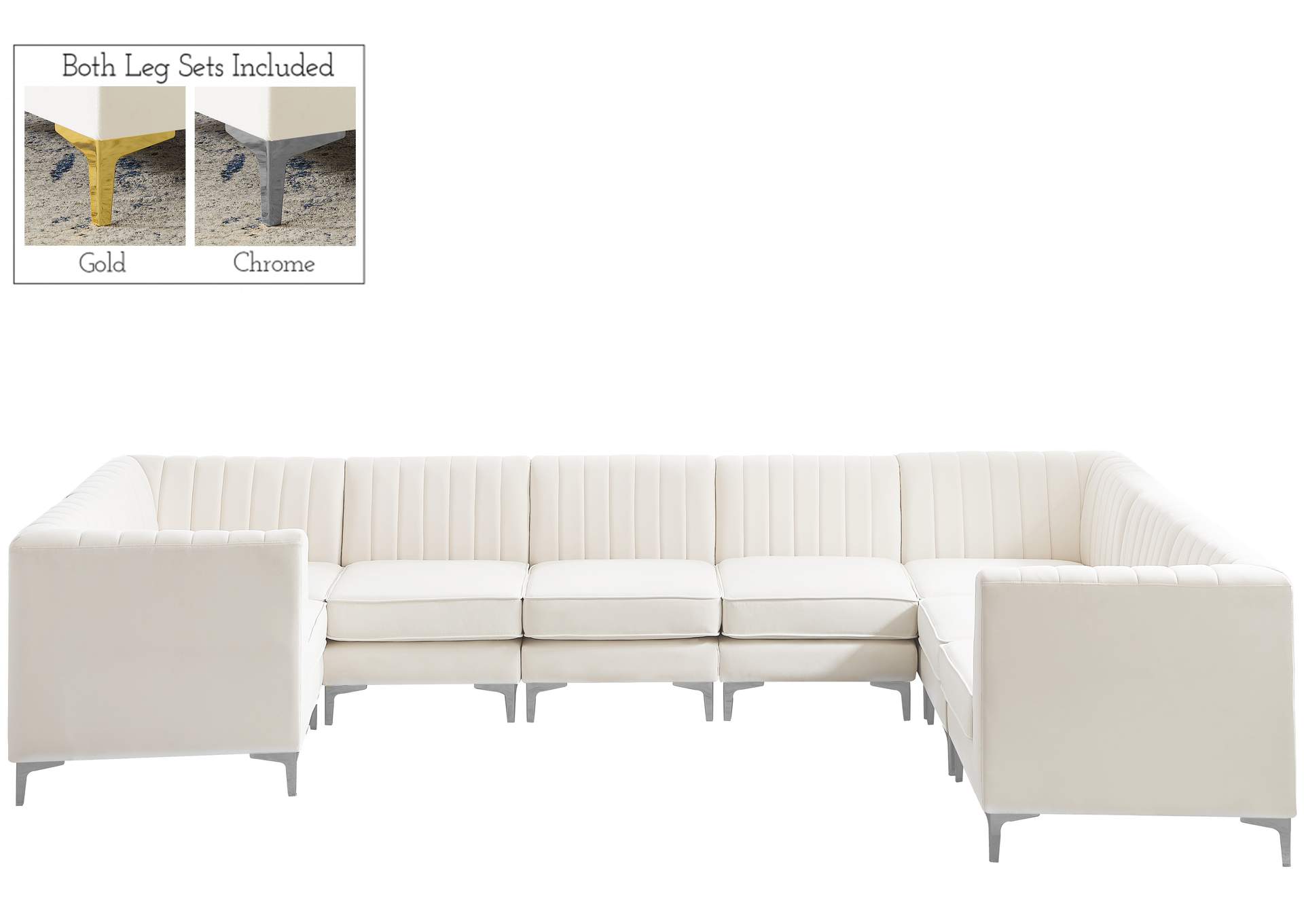 Alina Cream Velvet Modular Sectional,Meridian Furniture