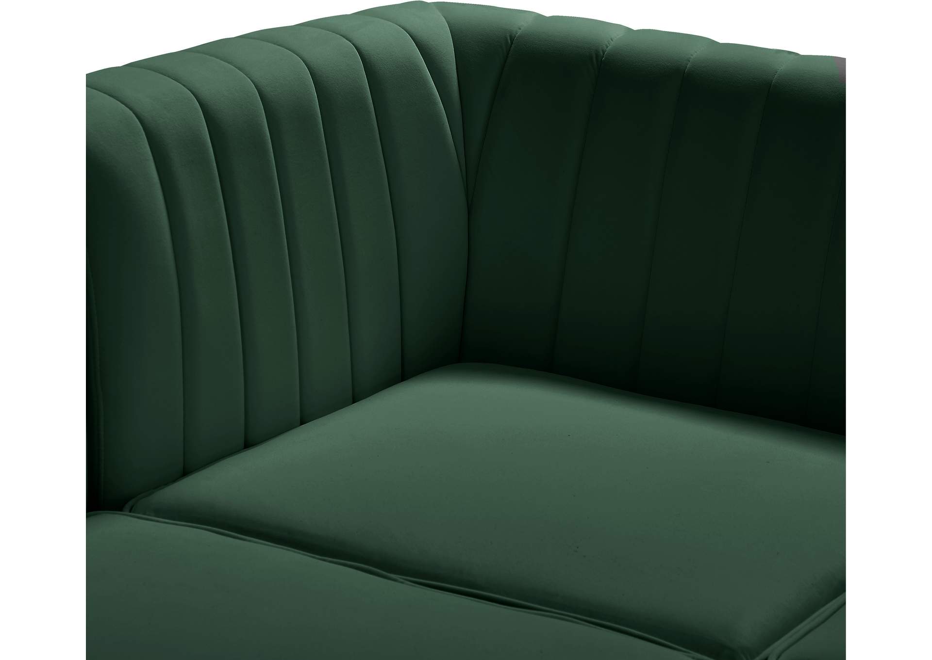 Alina Green Velvet Corner Chair,Meridian Furniture