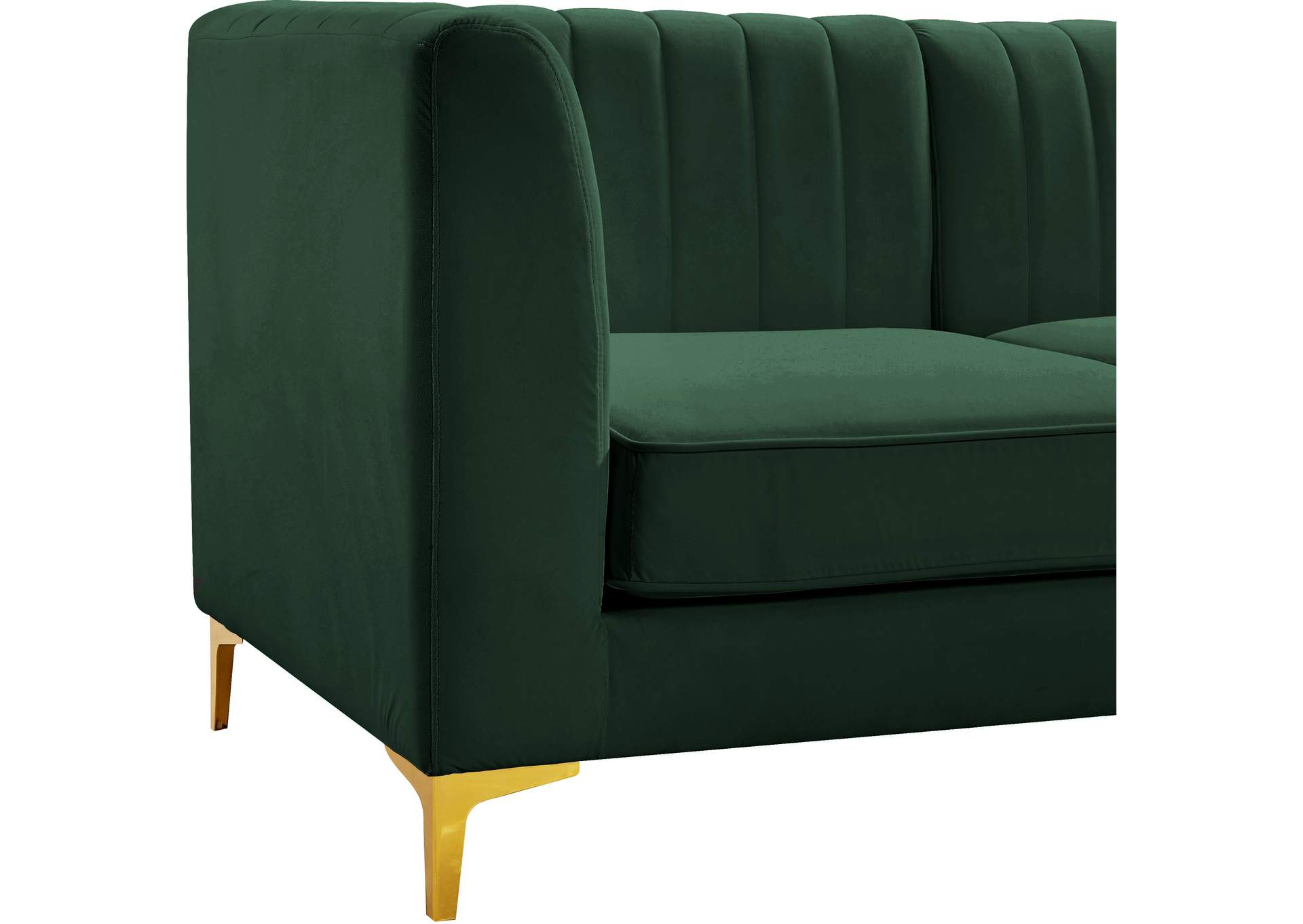 Alina Green Velvet Corner Chair,Meridian Furniture