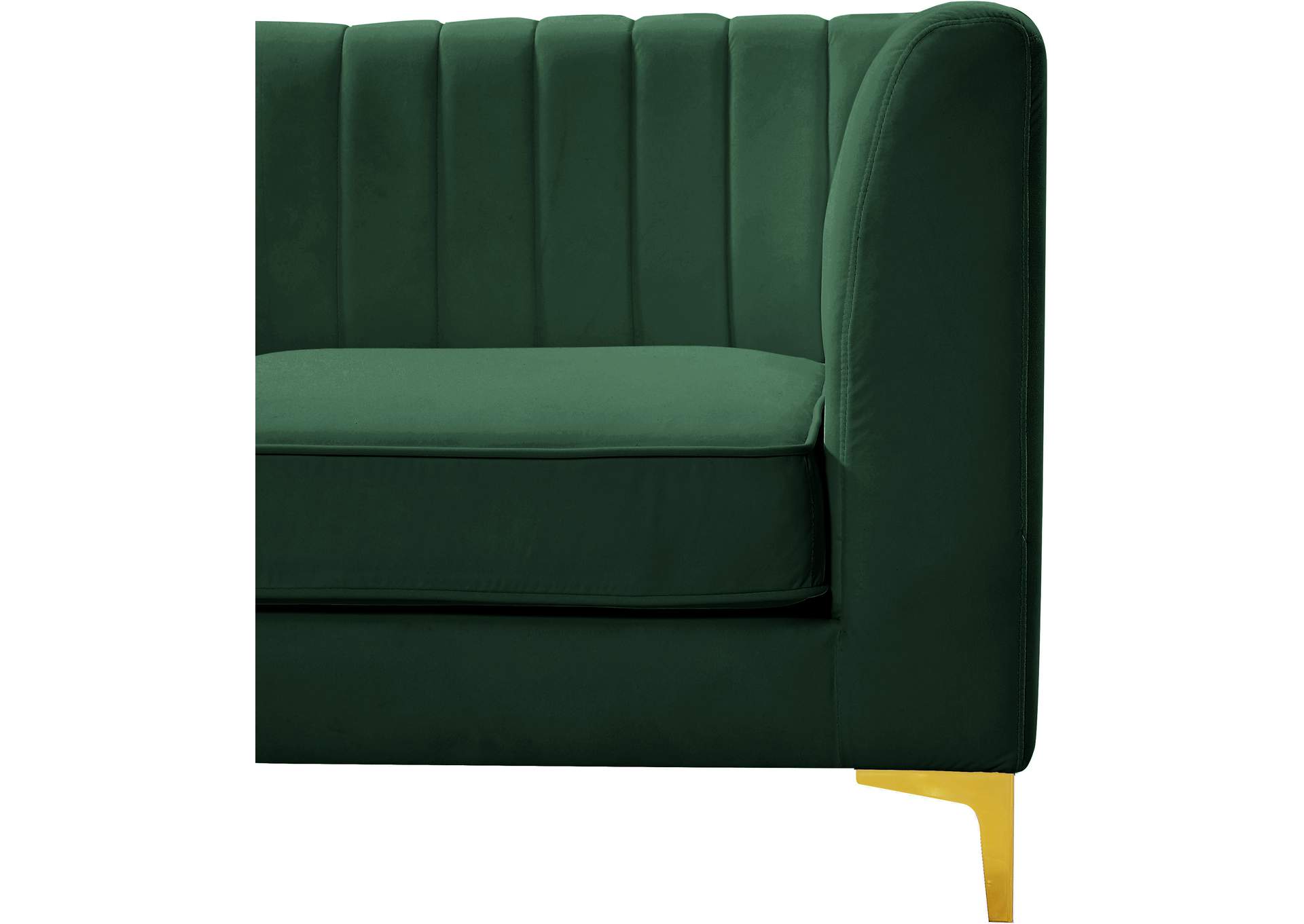 Alina Green Velvet Corner Chair,Meridian Furniture