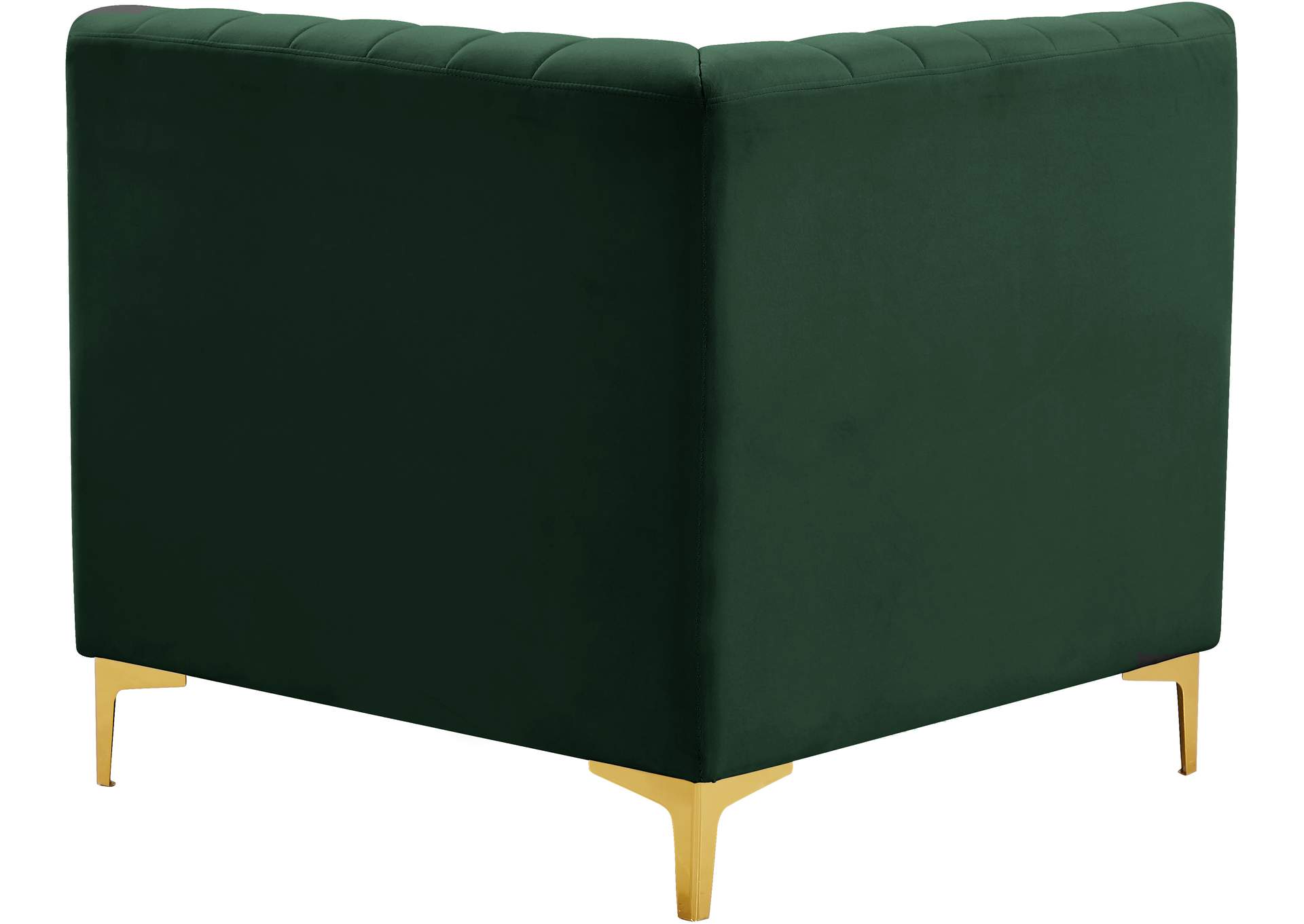 Alina Green Velvet Corner Chair,Meridian Furniture