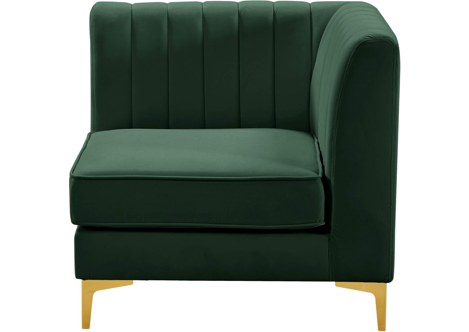 Alina Green Velvet Corner Chair,Meridian Furniture