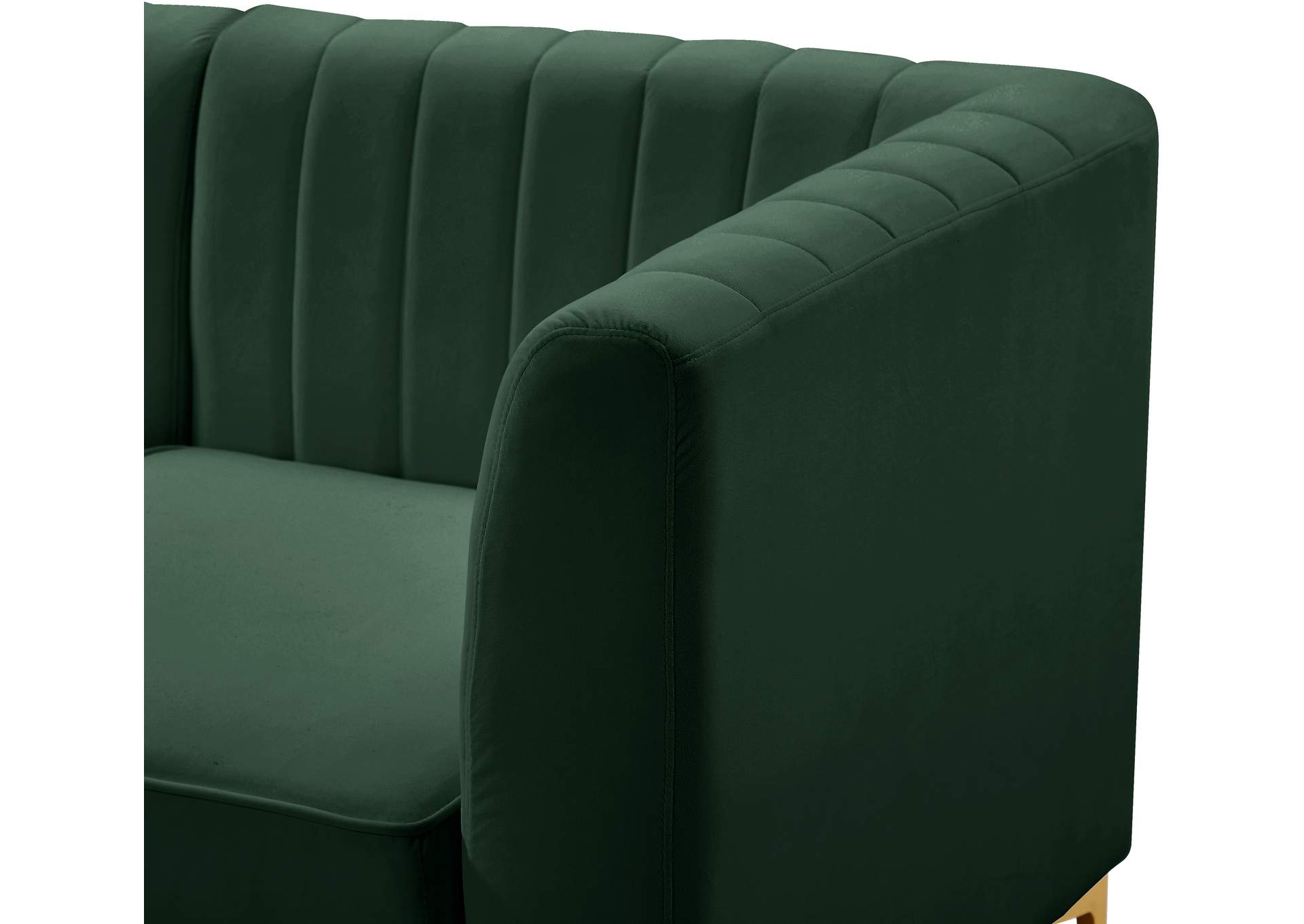 Alina Green Velvet Corner Chair,Meridian Furniture