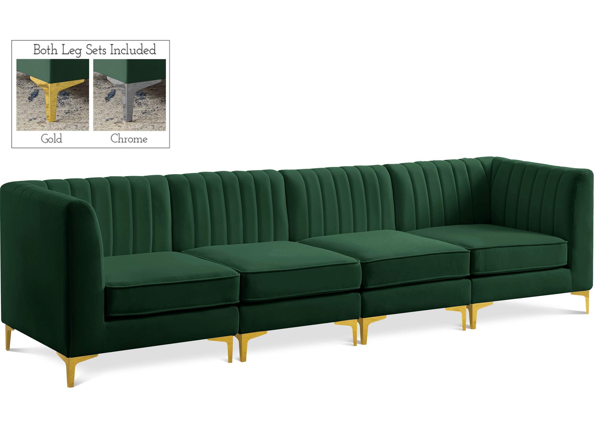 Alina Green Velvet Modular Sectional,Meridian Furniture