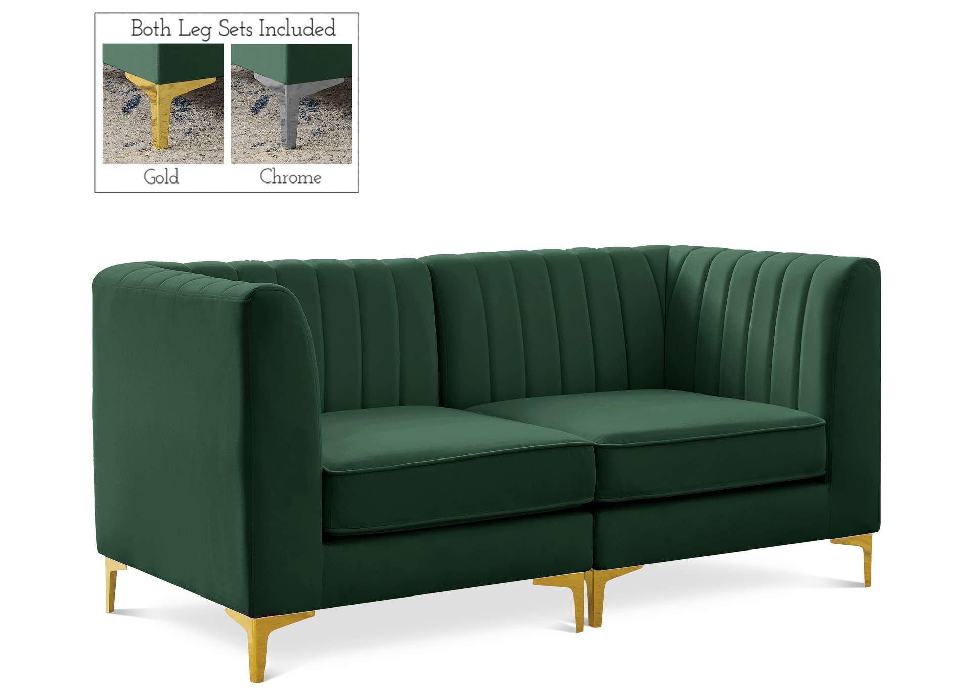 Alina Green Velvet Modular Sectional,Meridian Furniture