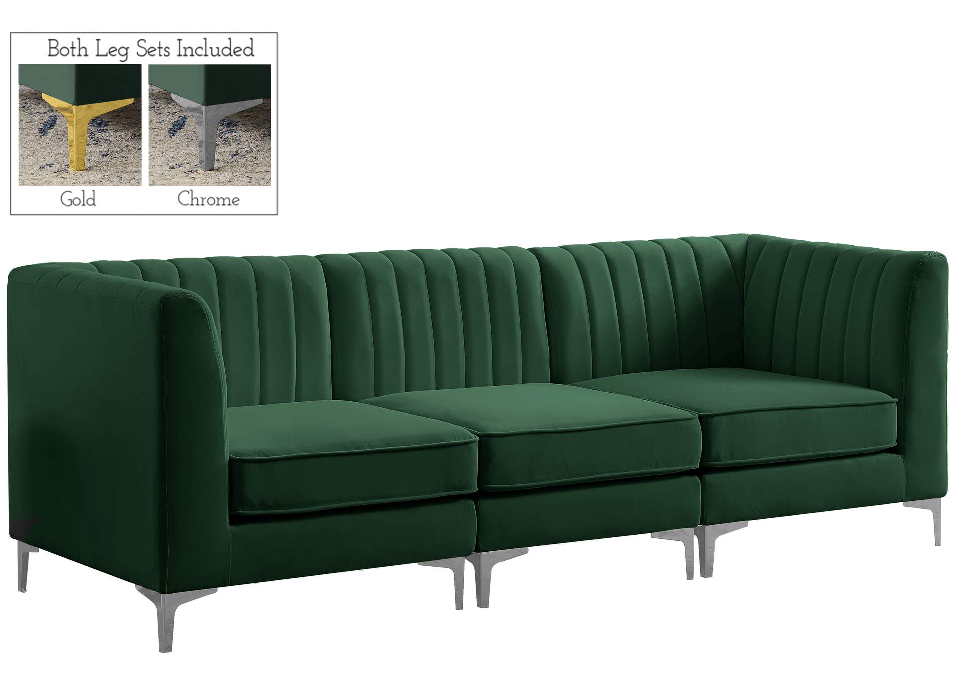 Alina Green Velvet Modular Sectional,Meridian Furniture