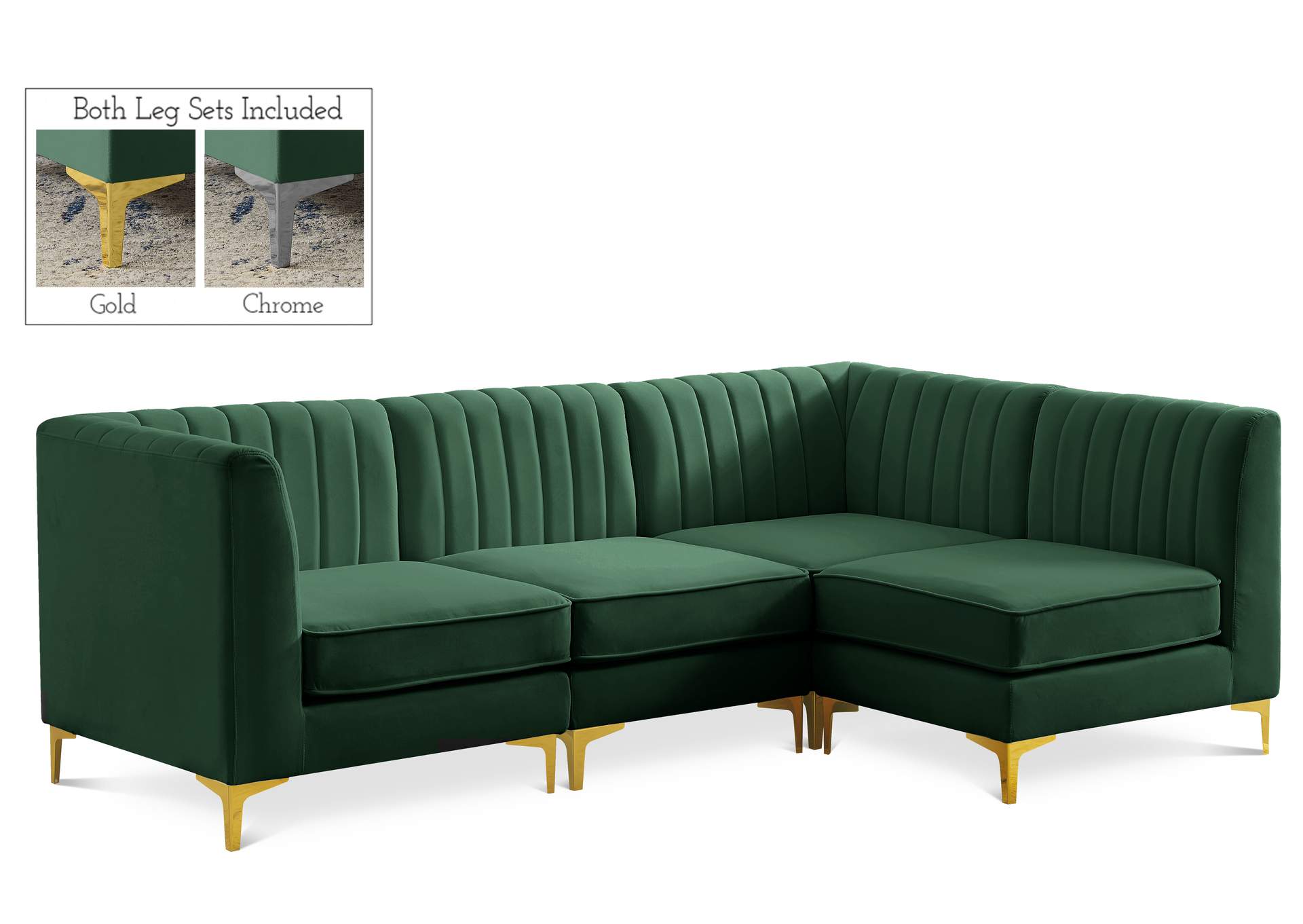 Alina Green Velvet Modular Sectional,Meridian Furniture