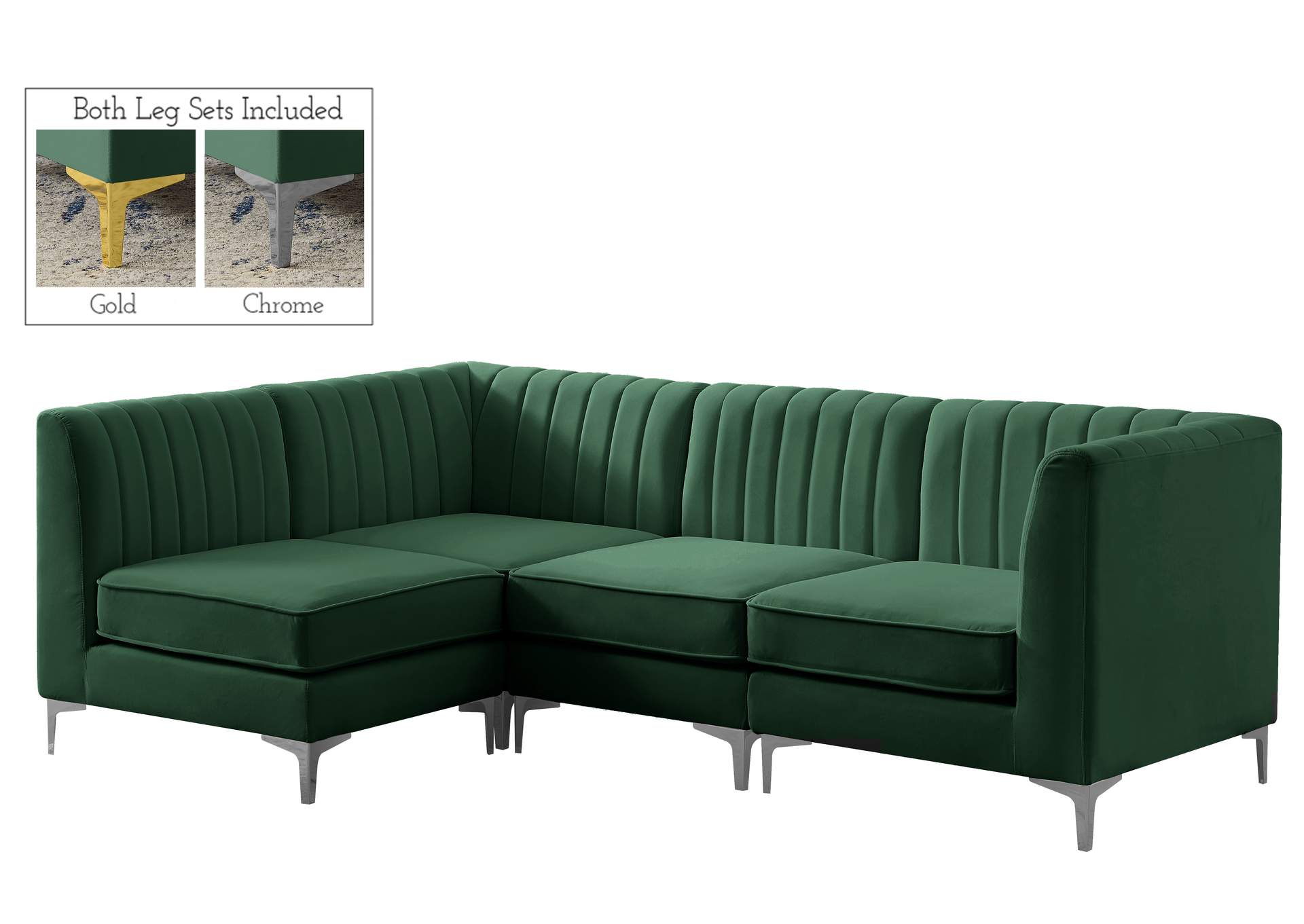 Alina Green Velvet Modular Sectional,Meridian Furniture