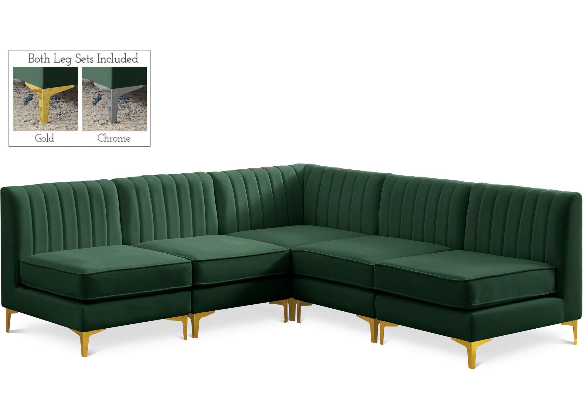 Alina Green Velvet Modular Sectional,Meridian Furniture