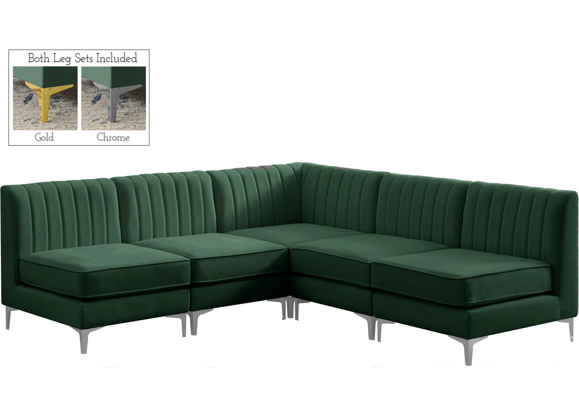 Alina Green Velvet Modular Sectional,Meridian Furniture