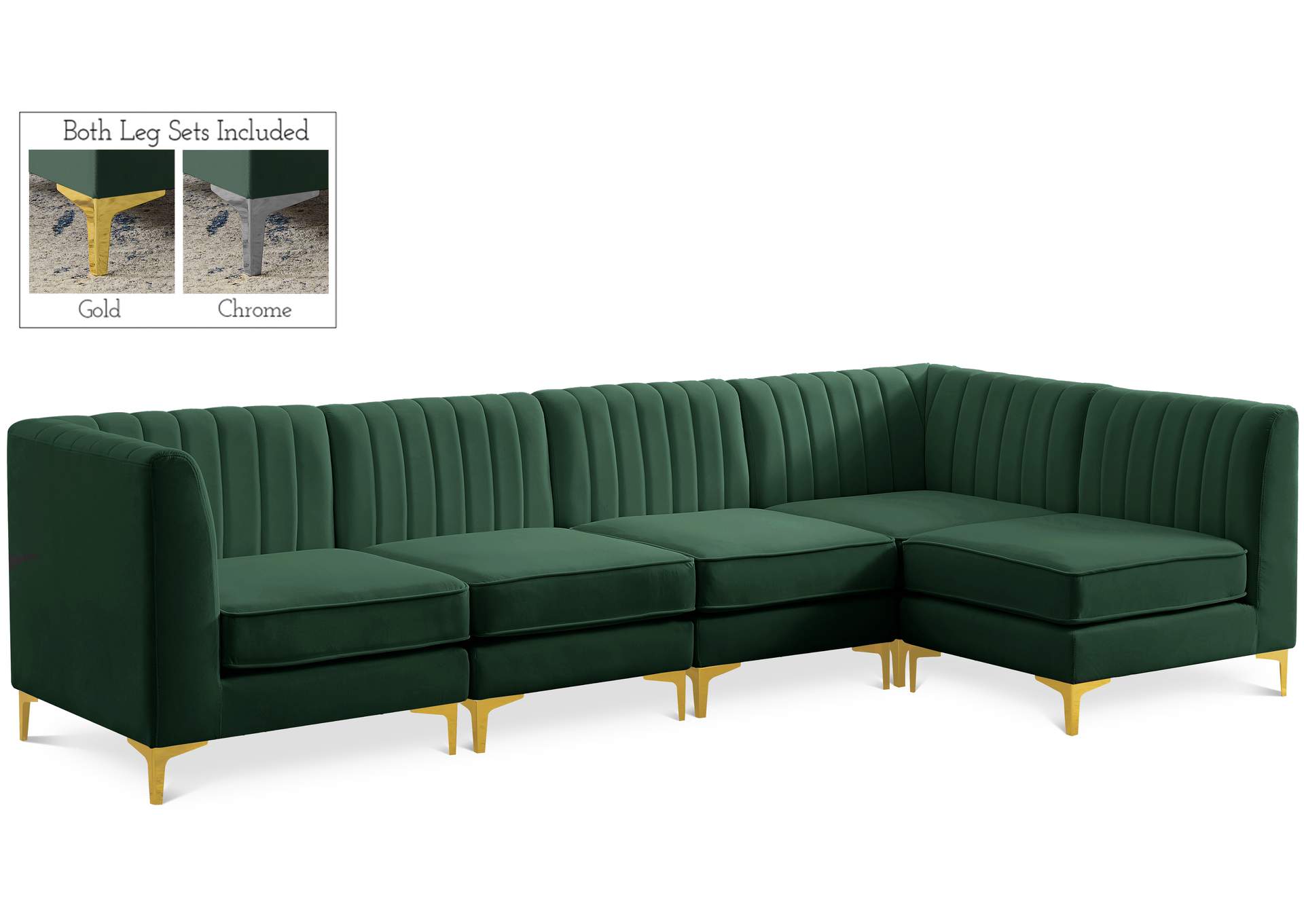 Alina Green Velvet Modular Sectional,Meridian Furniture