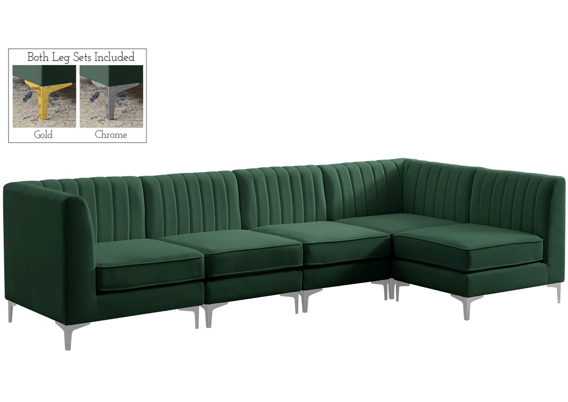 Alina Green Velvet Modular Sectional,Meridian Furniture