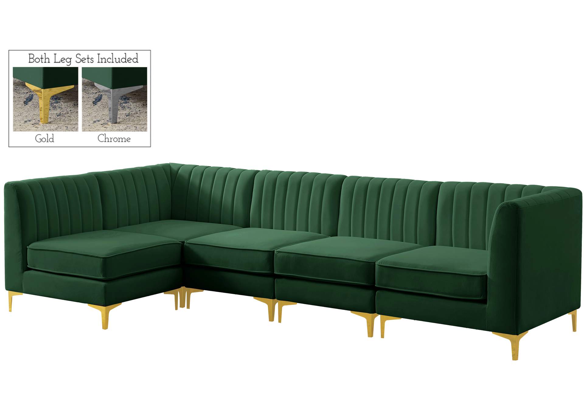 Alina Green Velvet Modular Sectional,Meridian Furniture