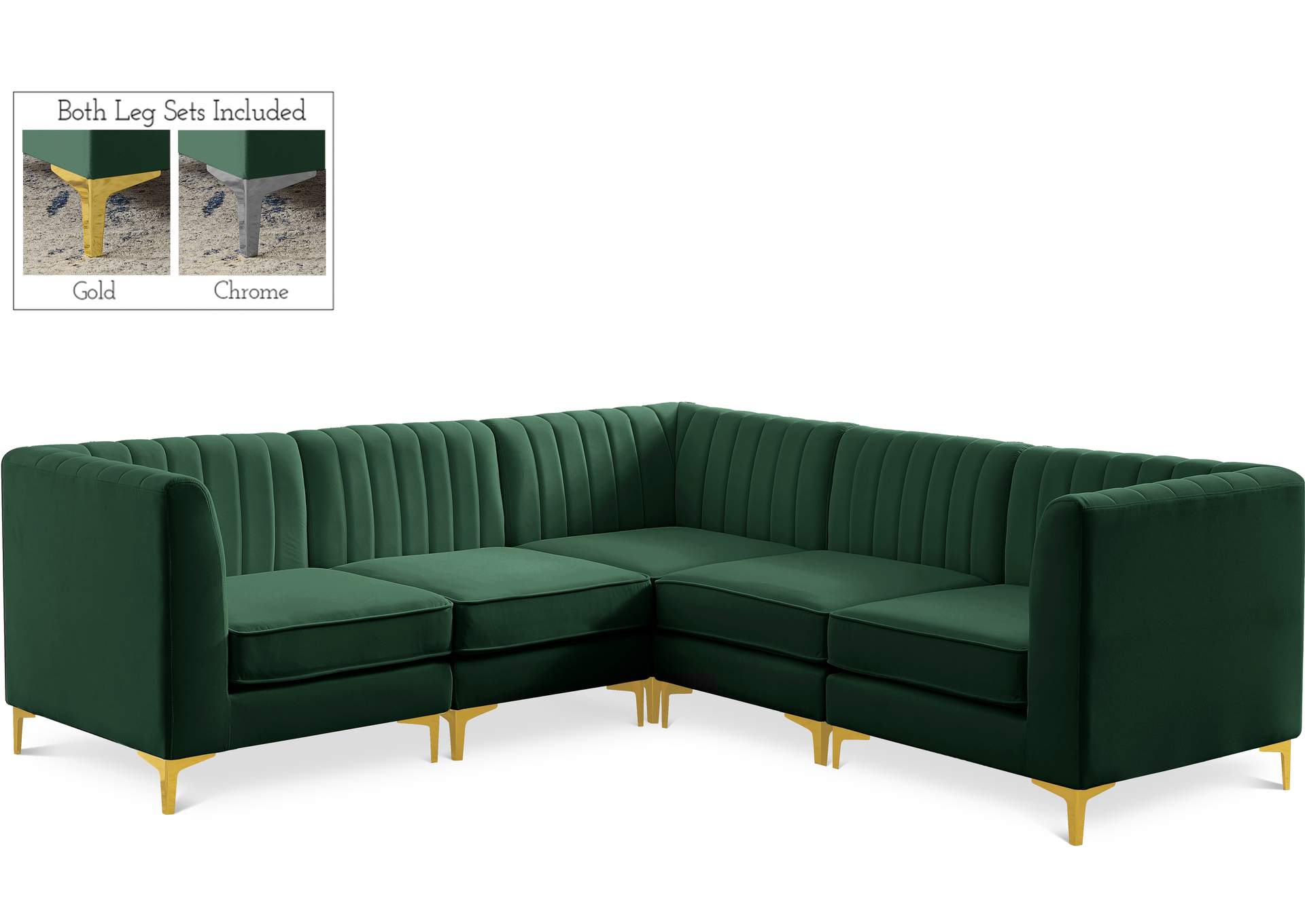 Alina Green Velvet Modular Sectional,Meridian Furniture