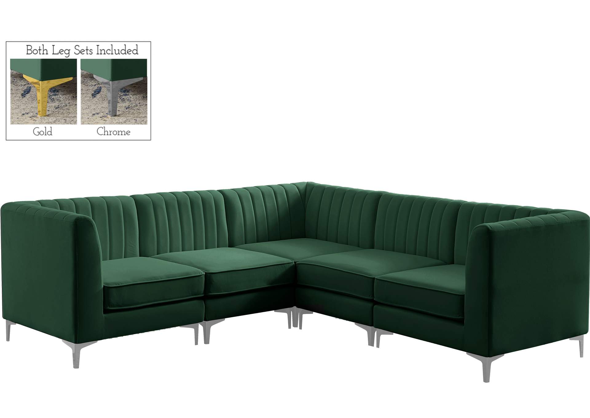 Alina Green Velvet Modular Sectional,Meridian Furniture