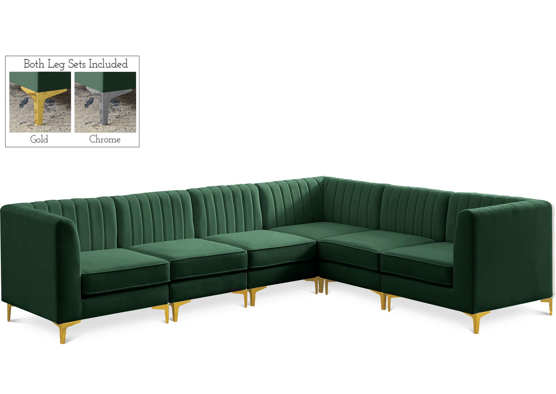 Alina Green Velvet Modular Sectional,Meridian Furniture