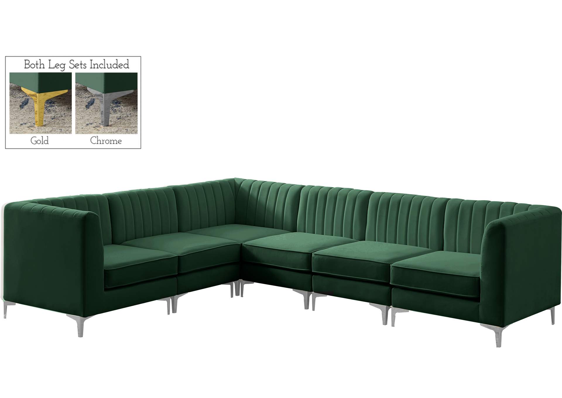 Alina Green Velvet Modular Sectional,Meridian Furniture