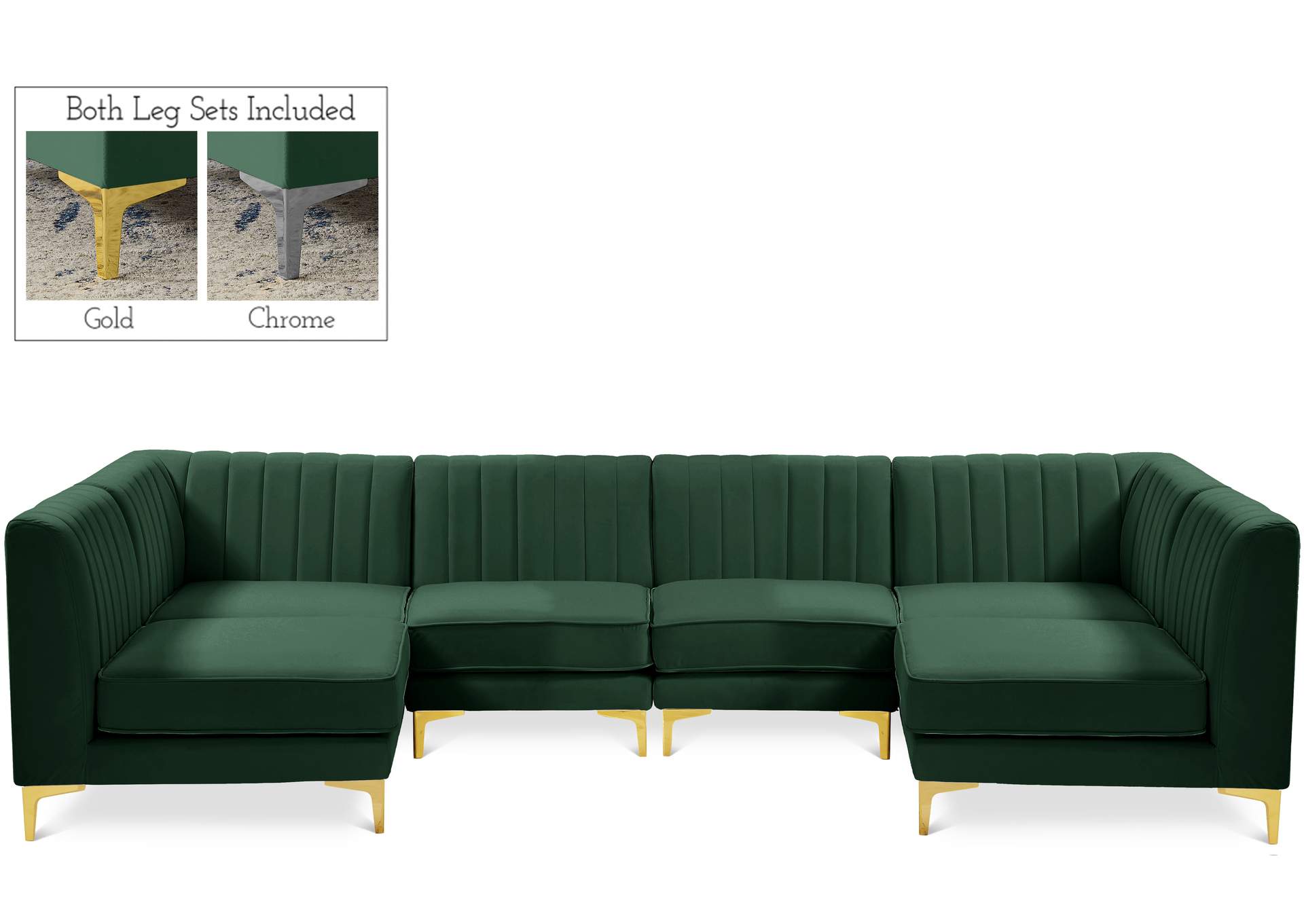 Alina Green Velvet Modular Sectional,Meridian Furniture