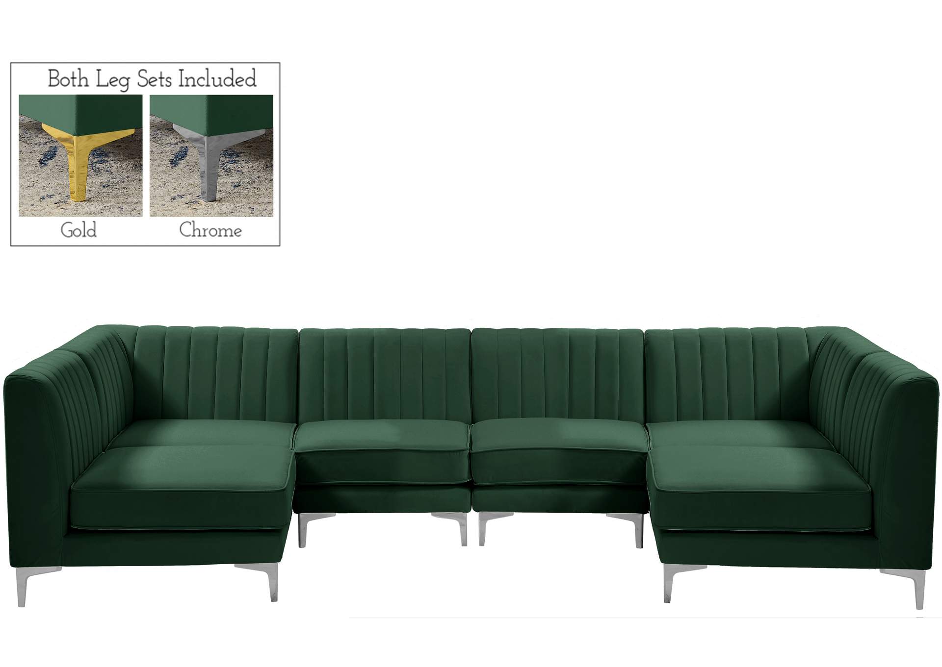 Alina Green Velvet Modular Sectional,Meridian Furniture