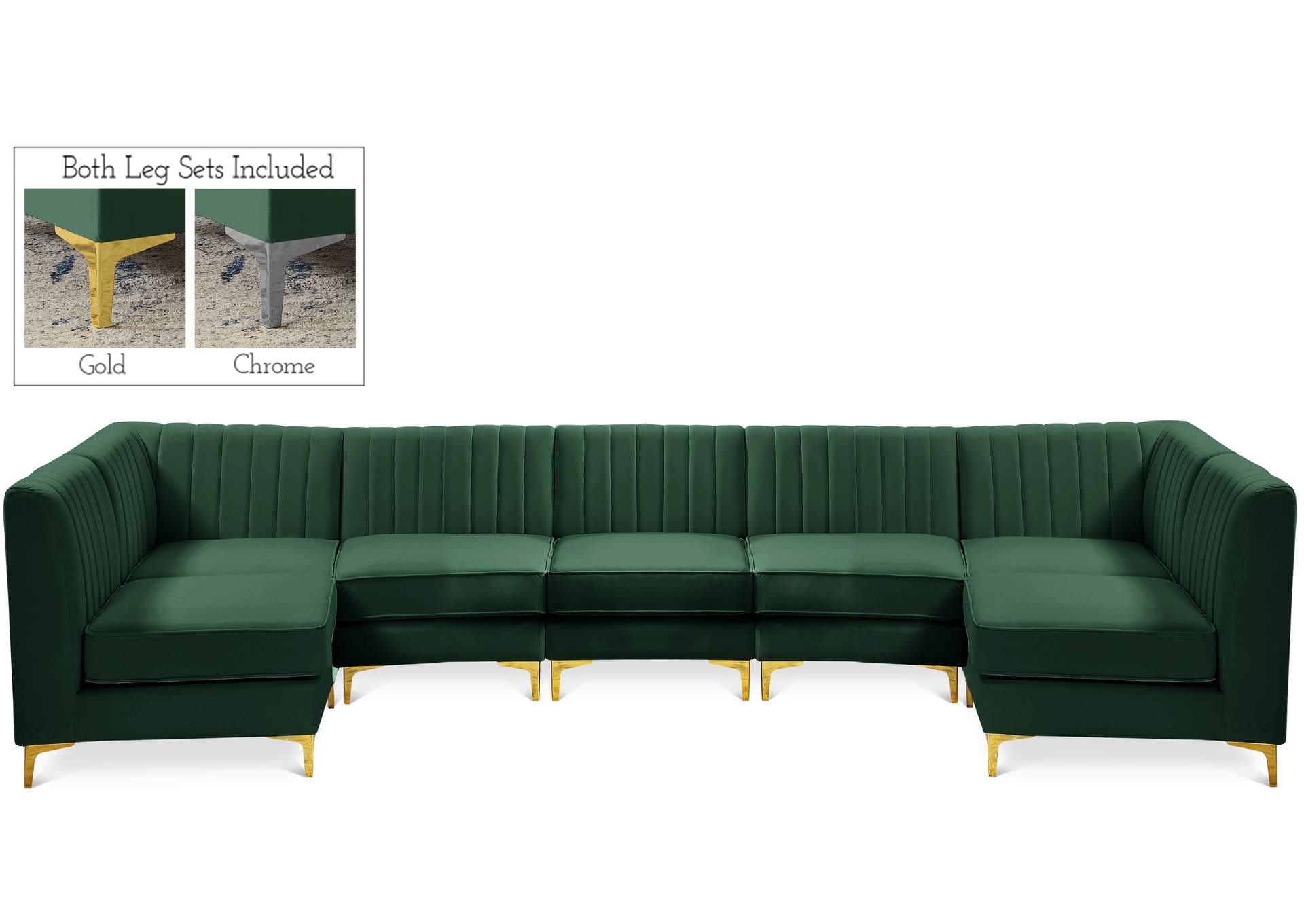 Alina Green Velvet Modular Sectional,Meridian Furniture