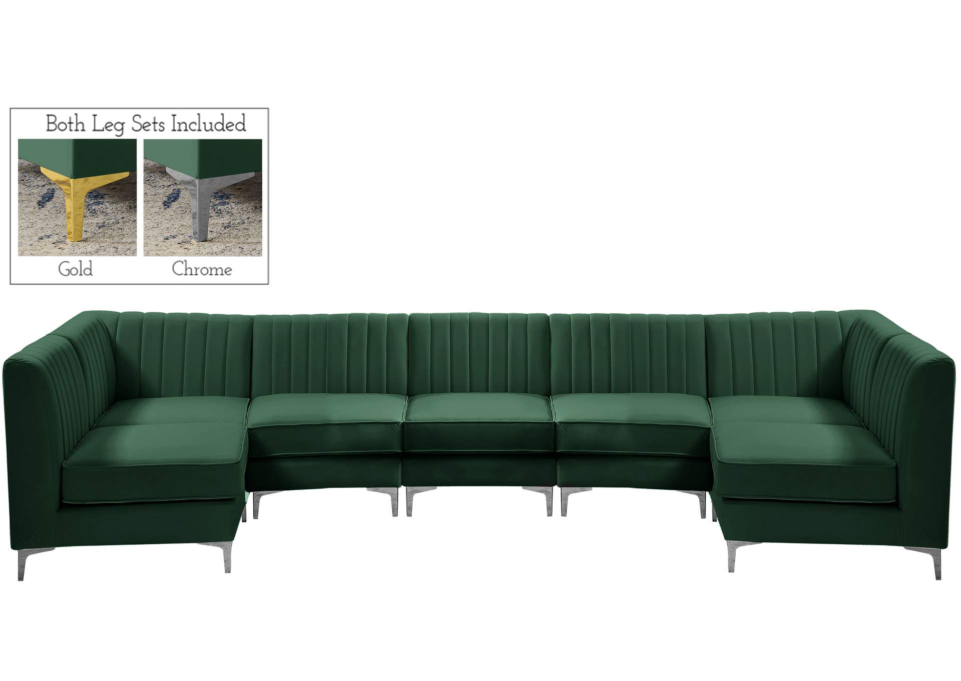 Alina Green Velvet Modular Sectional,Meridian Furniture