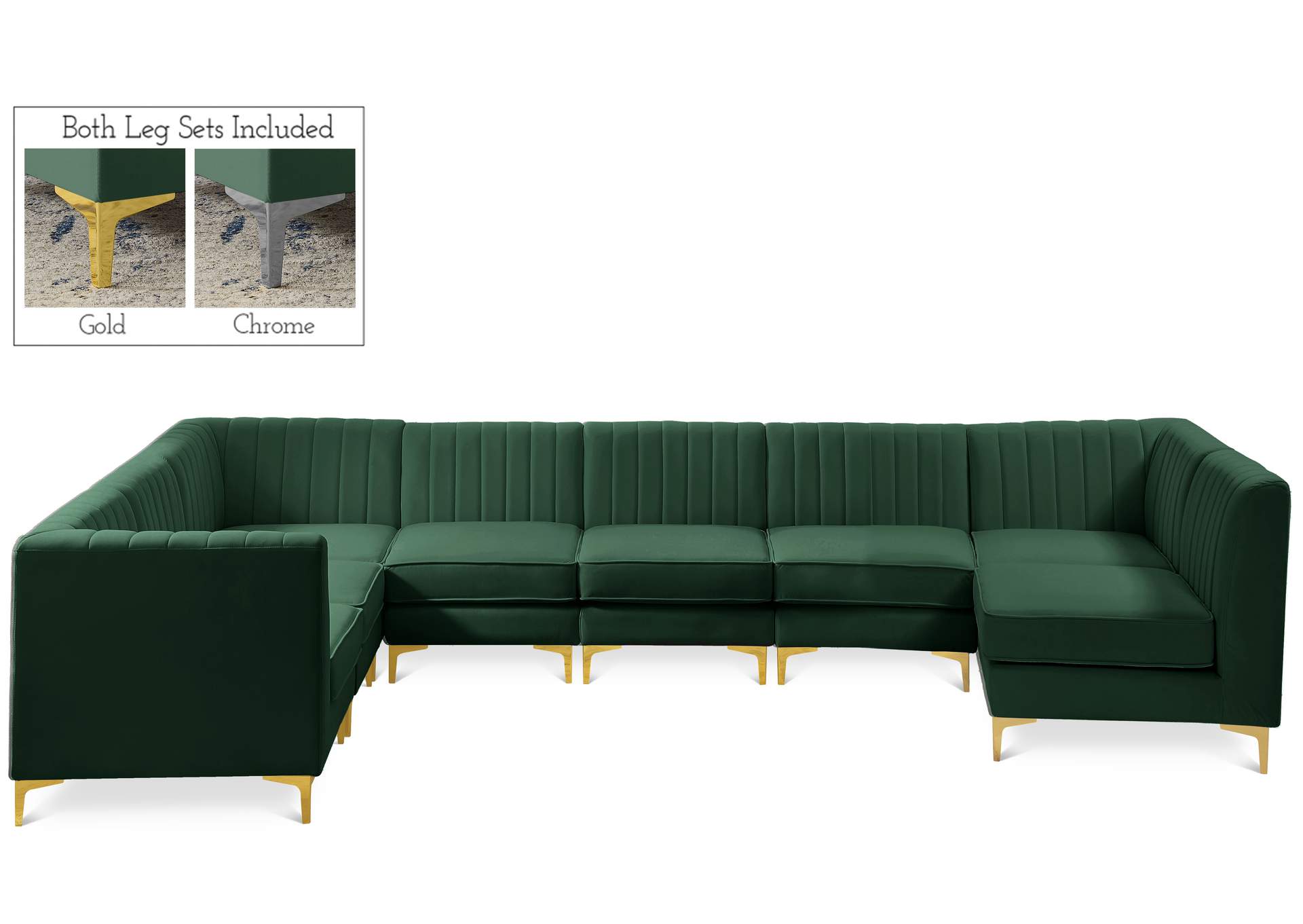 Alina Green Velvet Modular Sectional,Meridian Furniture