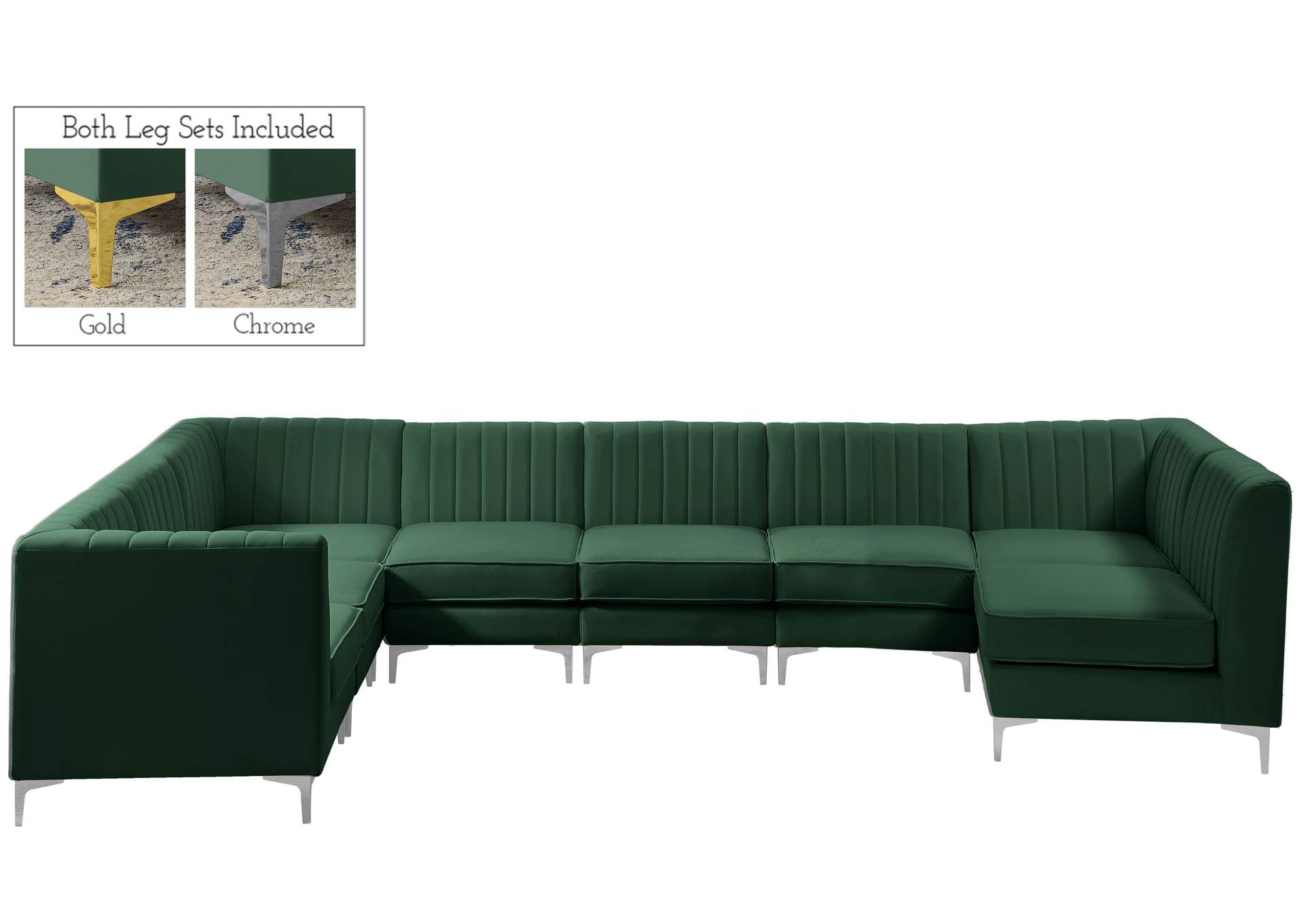 Alina Green Velvet Modular Sectional,Meridian Furniture