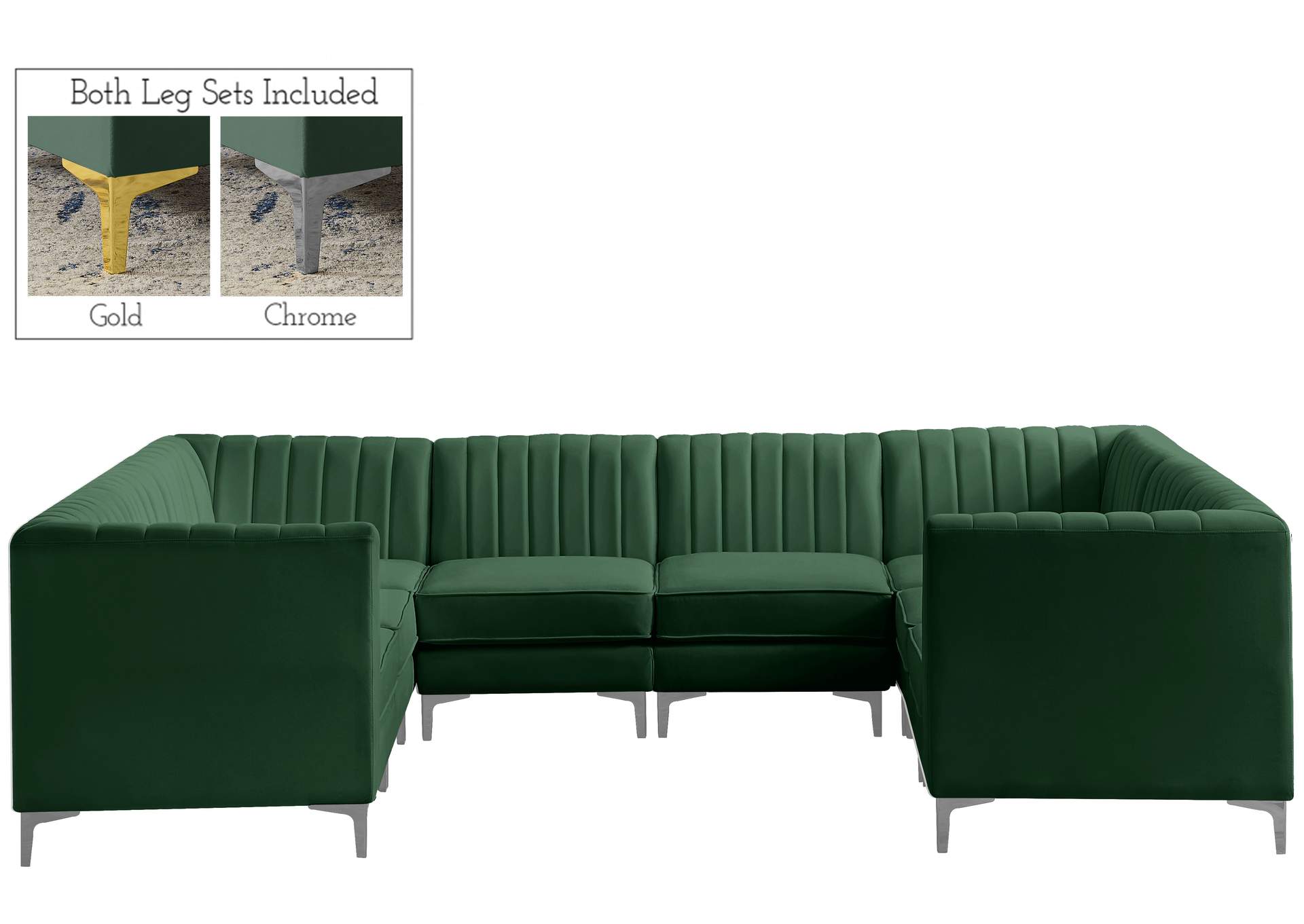 Alina Green Velvet Modular Sectional,Meridian Furniture