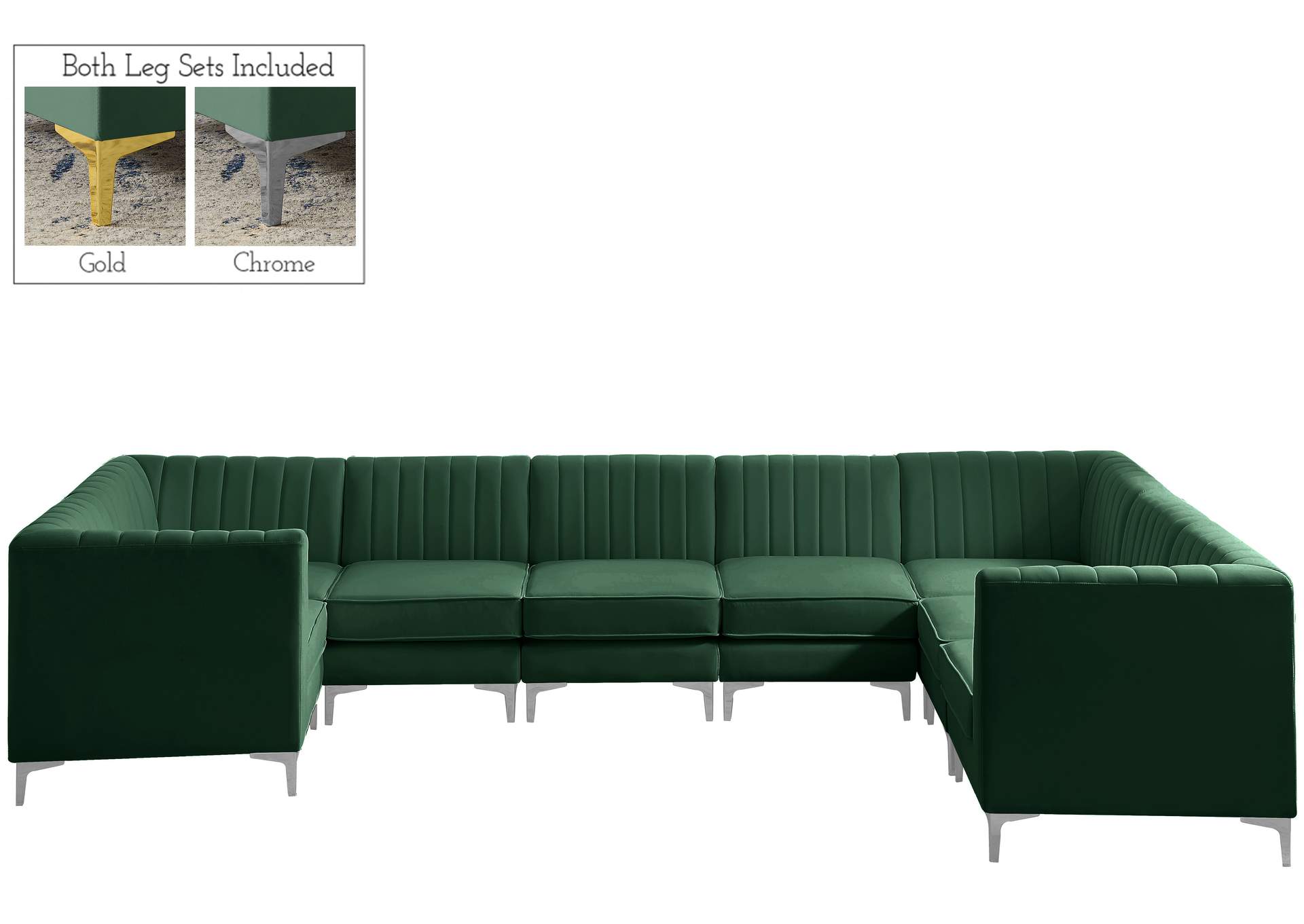 Alina Green Velvet Modular Sectional,Meridian Furniture