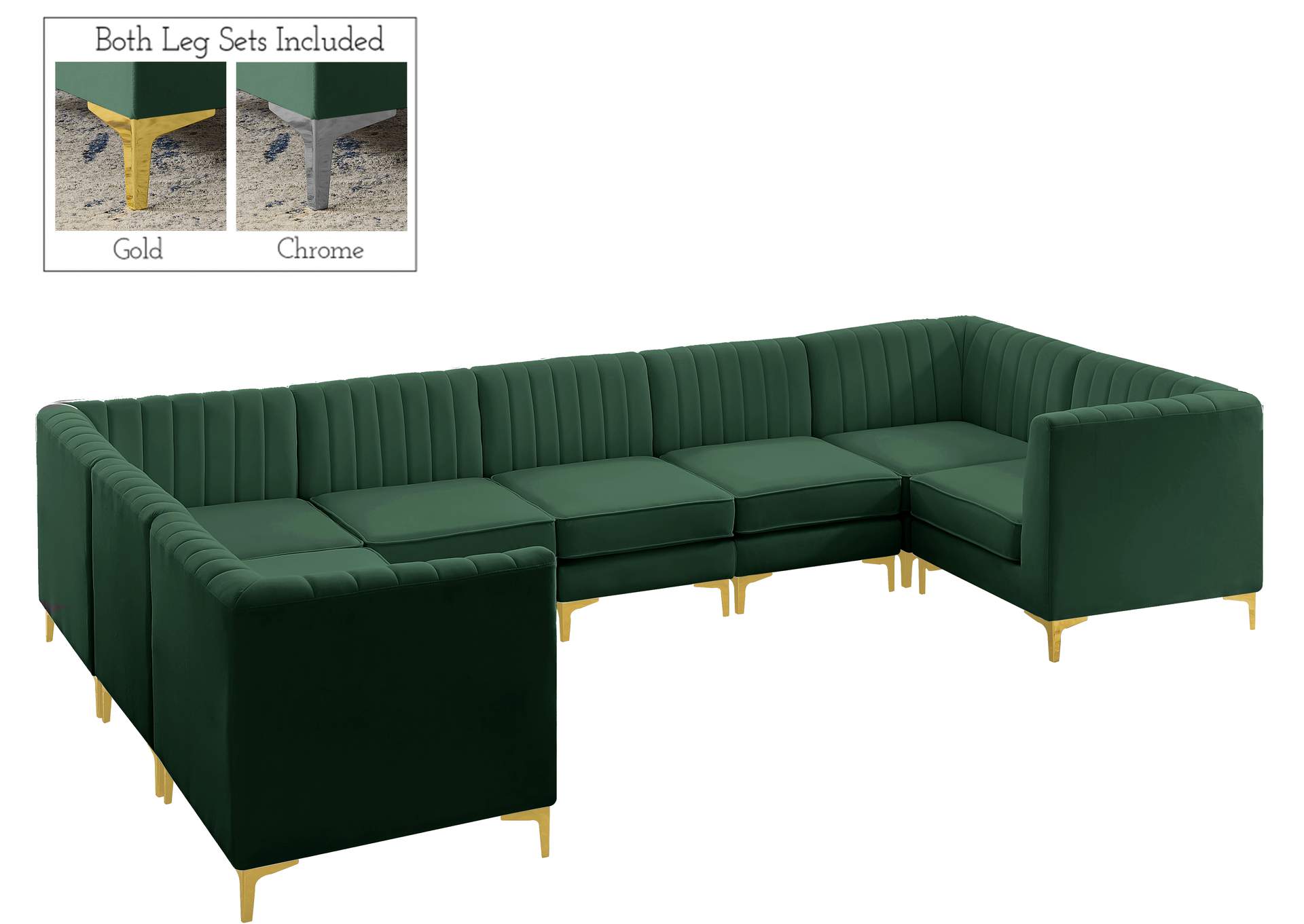 Alina Green Velvet Modular Sectional,Meridian Furniture