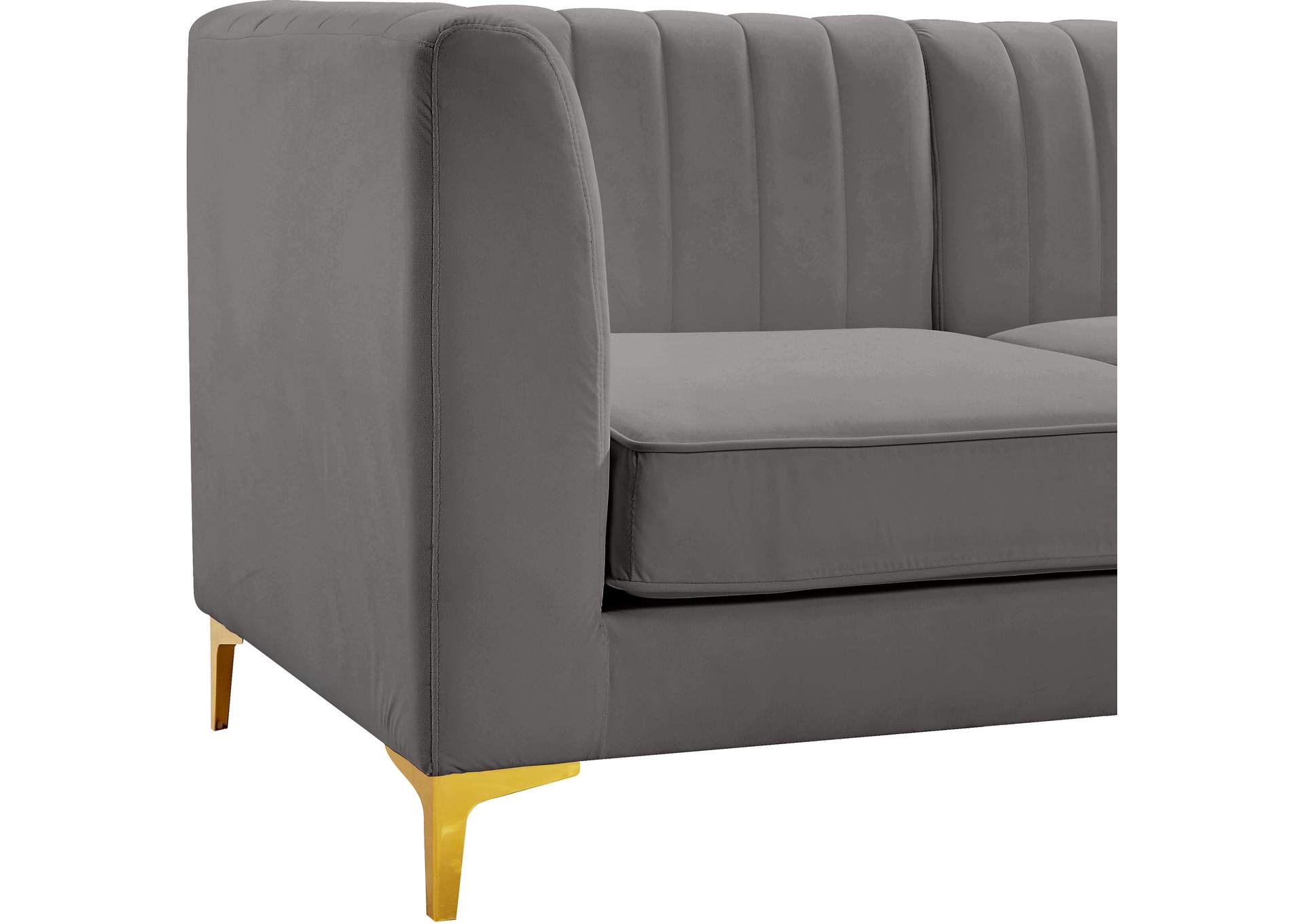 Alina Grey Velvet Corner Chair,Meridian Furniture